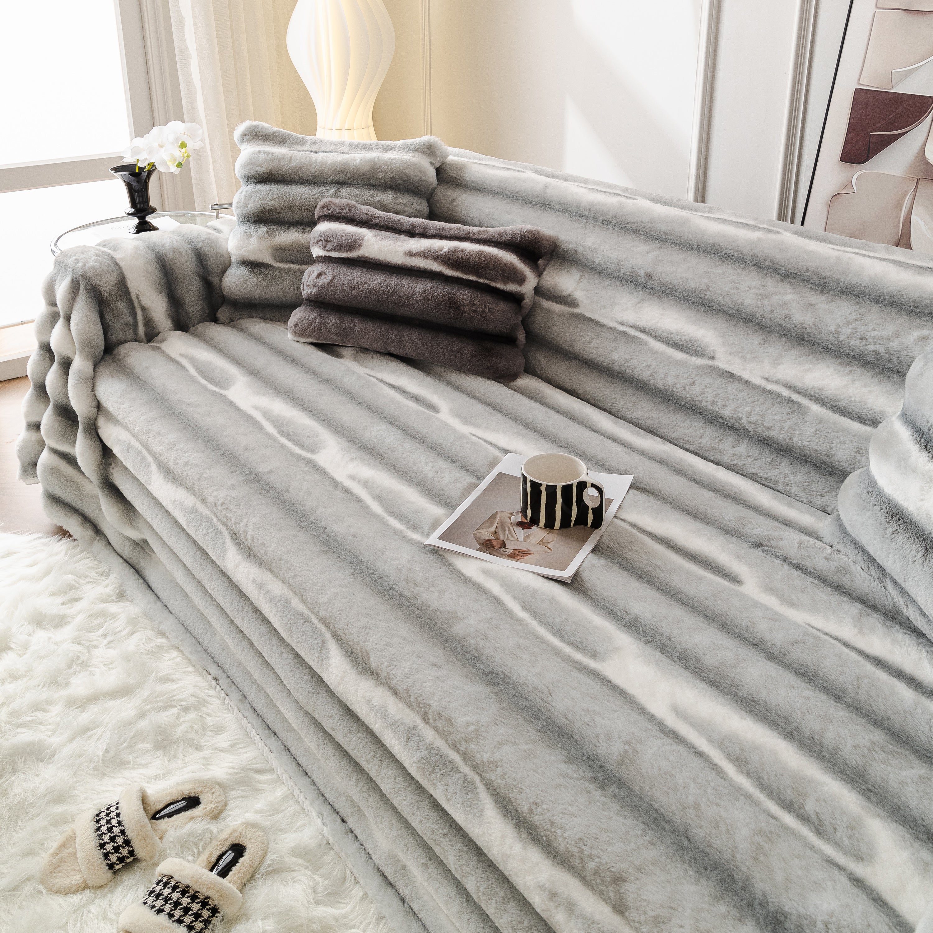 Ultra Soft Faux Fur Couch Cover – Large, Fluffy, and Elegant Sofa Throw Blanket - Image 28