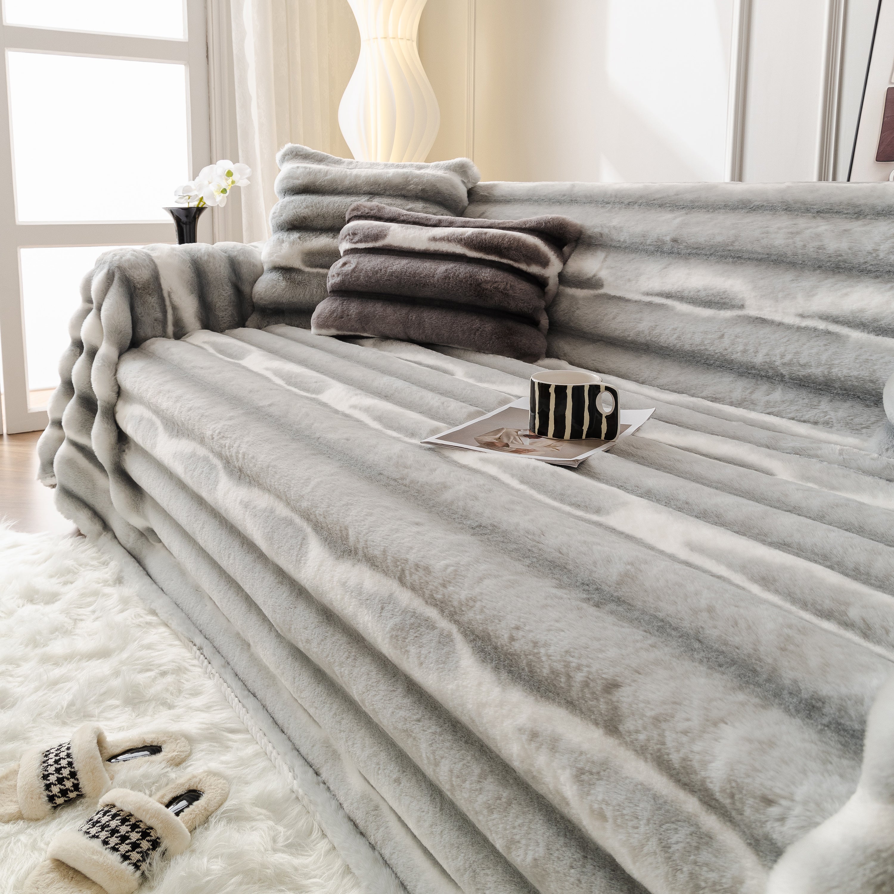 Ultra Soft Faux Fur Couch Cover – Large, Fluffy, and Elegant Sofa Throw Blanket - Image 29