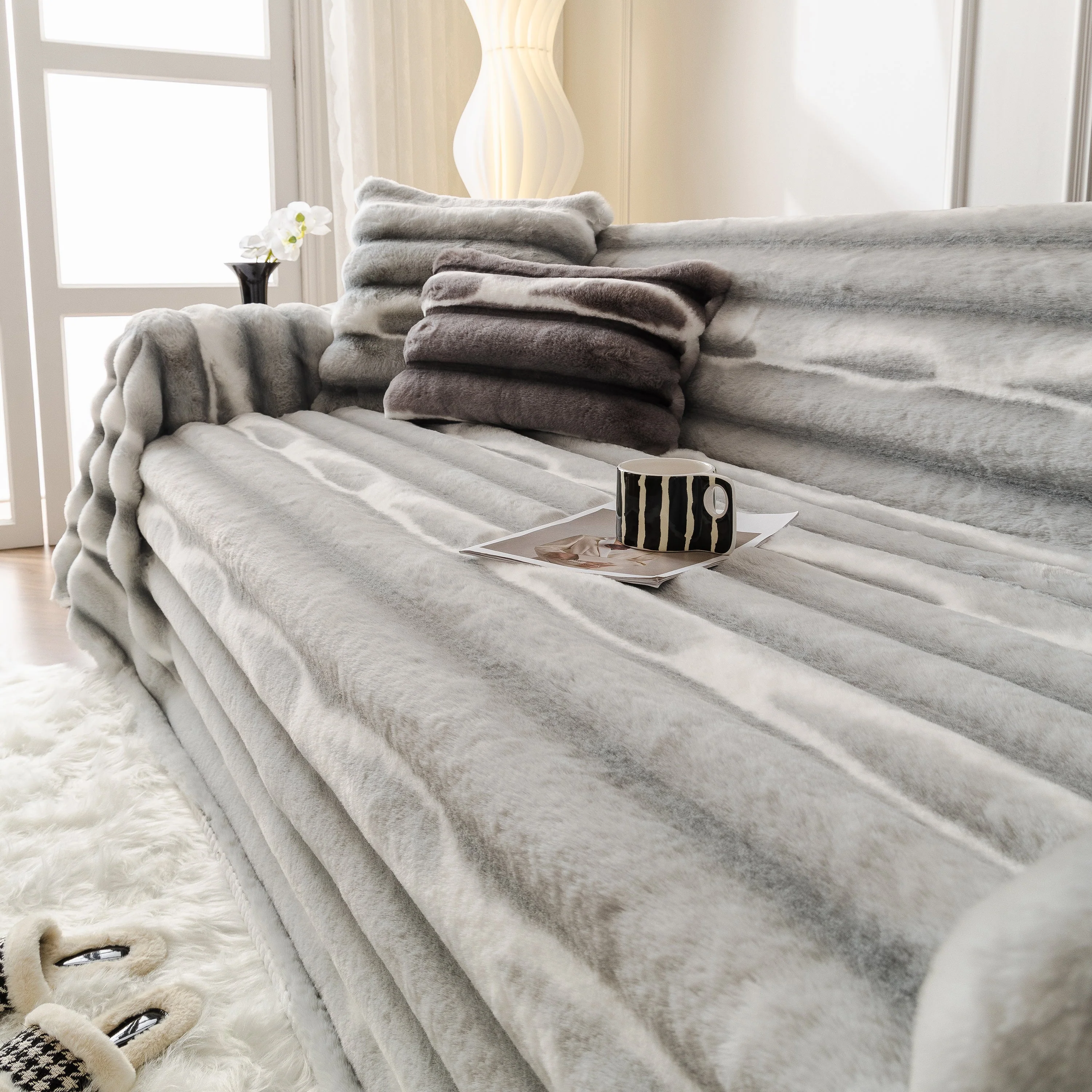 Ultra Soft Faux Fur Couch Cover – Large, Fluffy, and Elegant Sofa Throw Blanket - Image 30