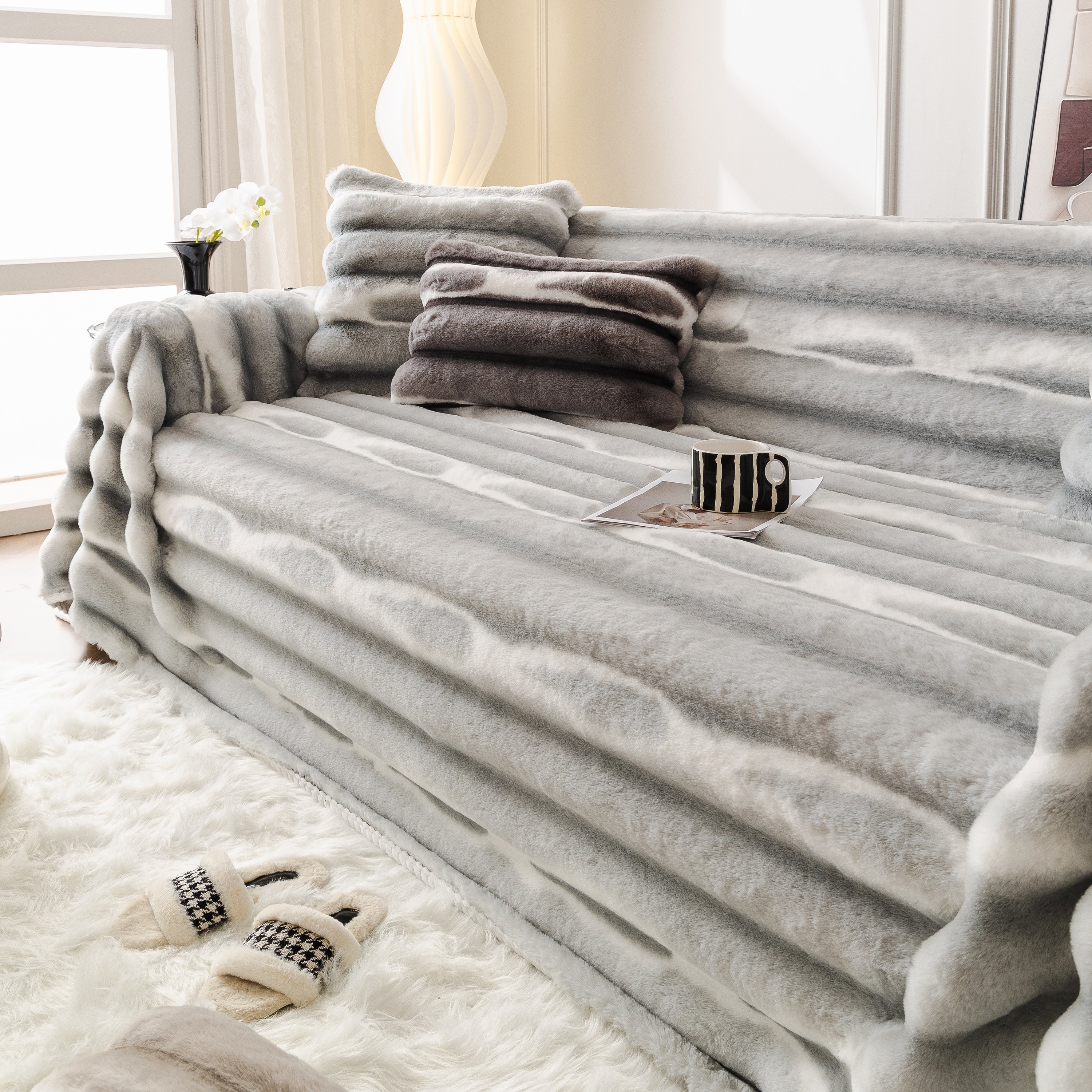 Ultra Soft Faux Fur Couch Cover – Large, Fluffy, and Elegant Sofa Throw Blanket - Image 31