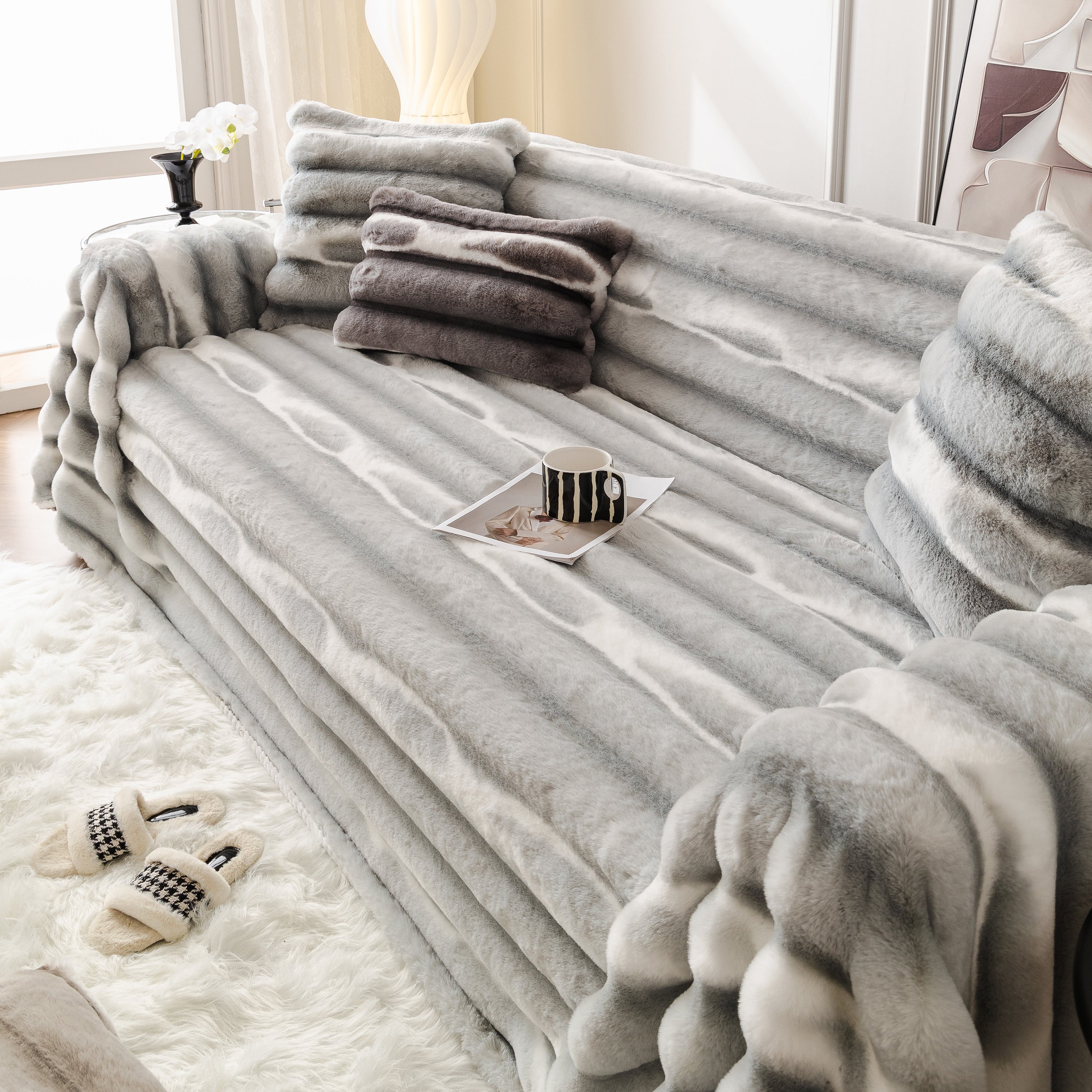Ultra Soft Faux Fur Couch Cover – Large, Fluffy, and Elegant Sofa Throw Blanket - Image 32