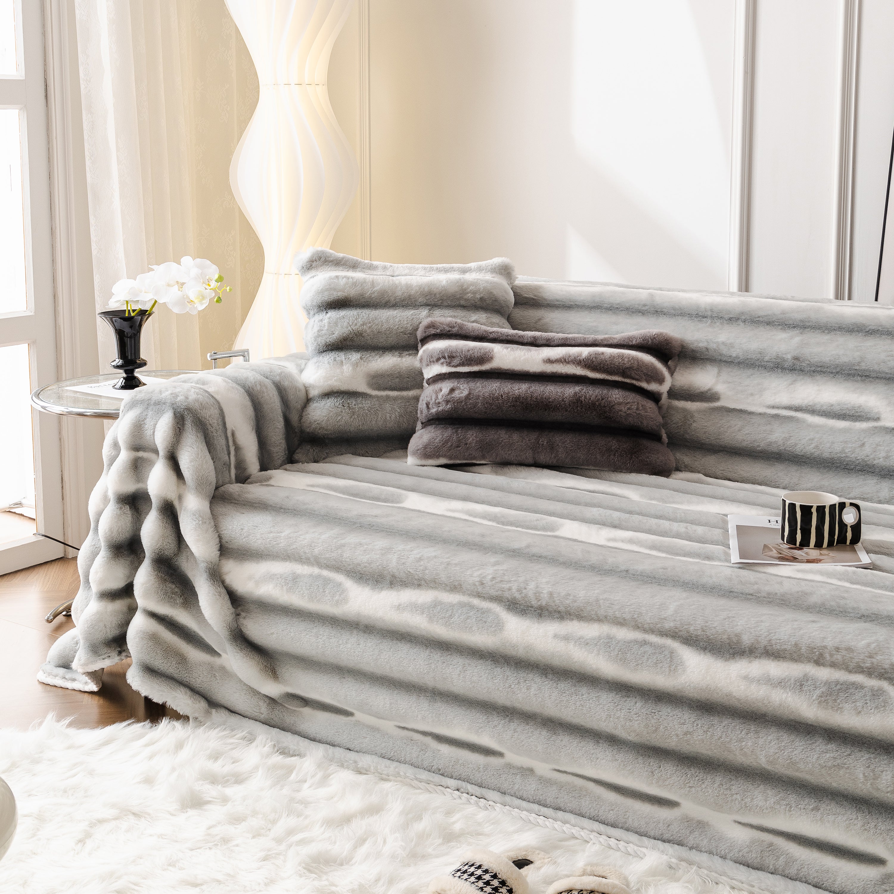 Ultra Soft Faux Fur Couch Cover – Large, Fluffy, and Elegant Sofa Throw Blanket - Image 34