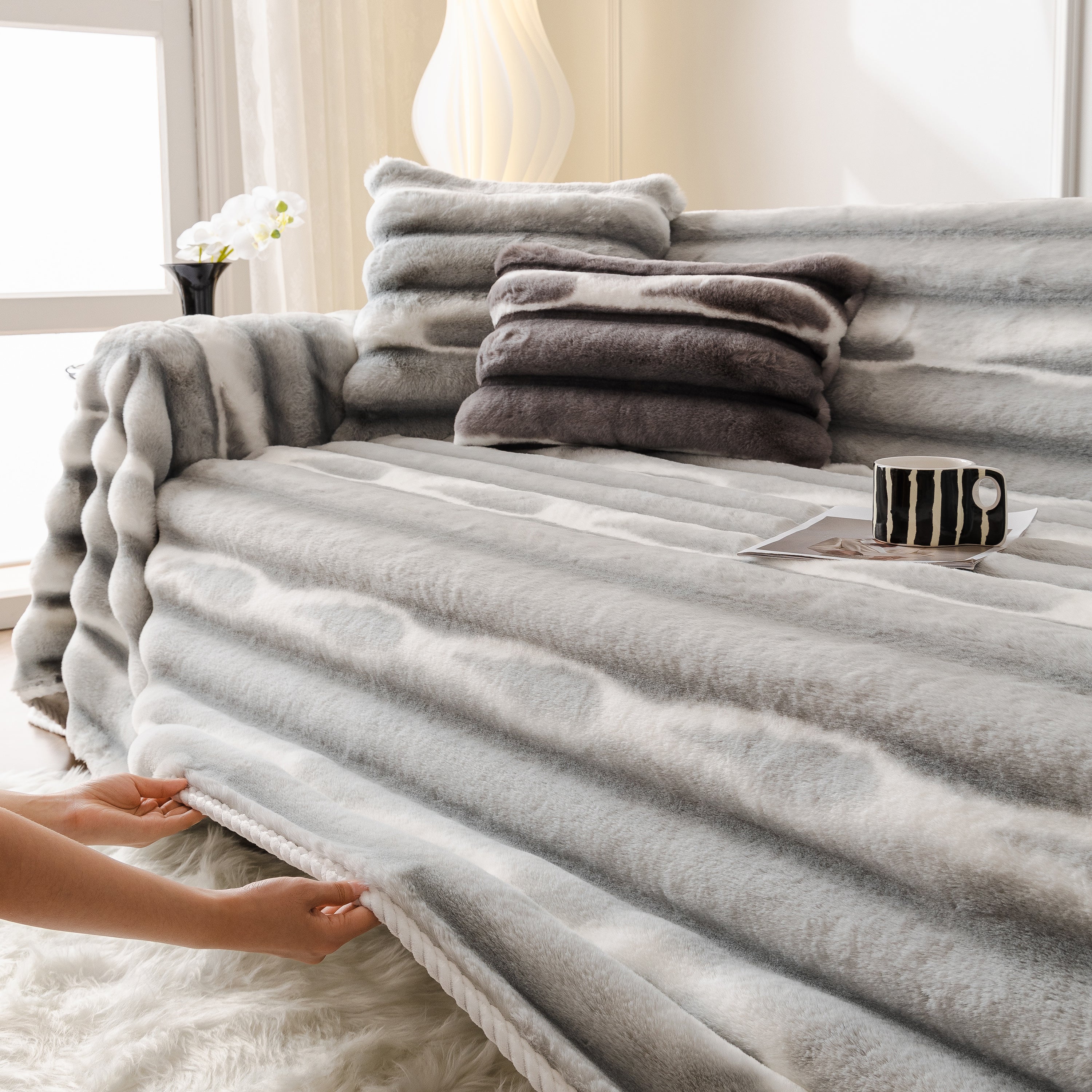 Ultra Soft Faux Fur Couch Cover – Large, Fluffy, and Elegant Sofa Throw Blanket - Image 35