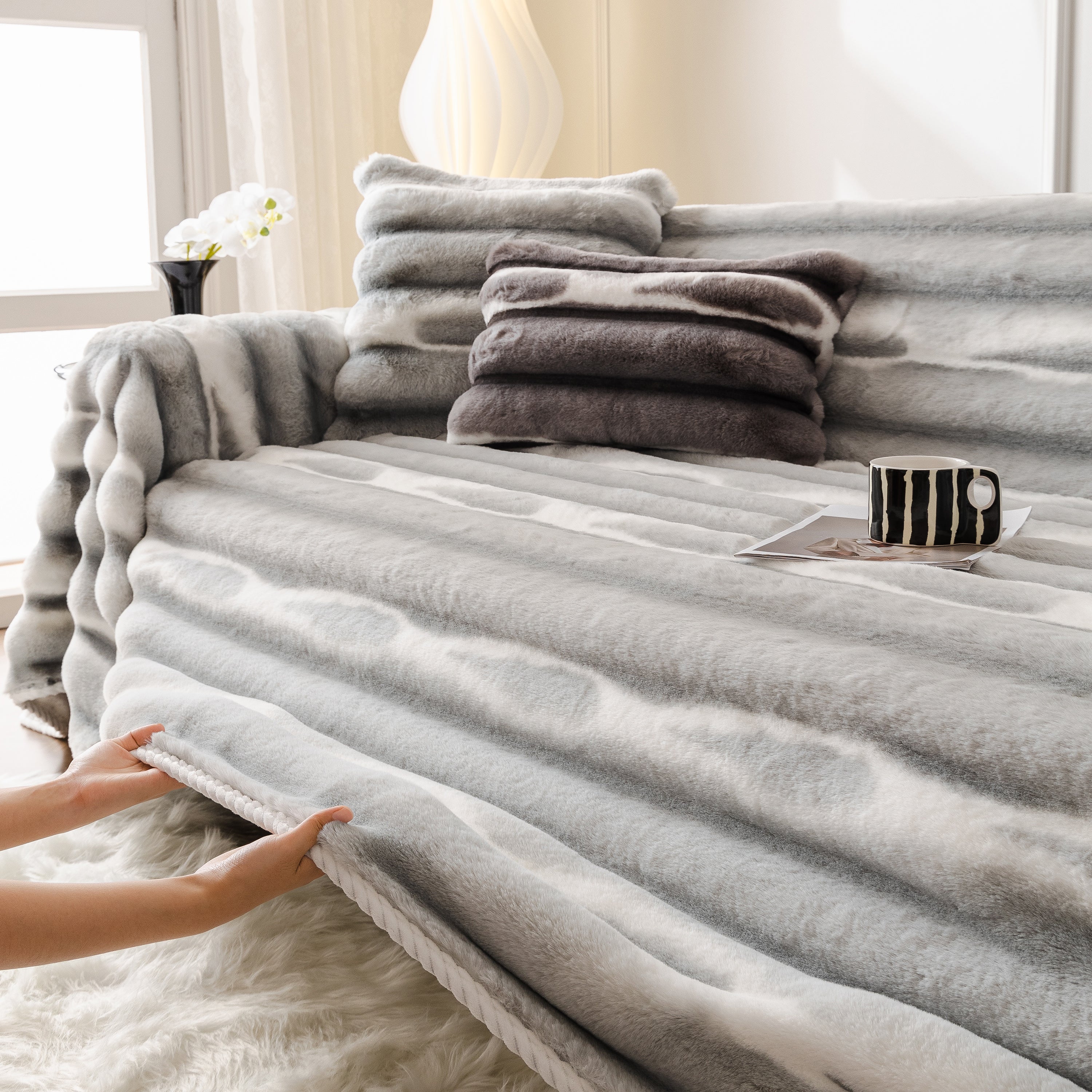 Ultra Soft Faux Fur Couch Cover – Large, Fluffy, and Elegant Sofa Throw Blanket - Image 36