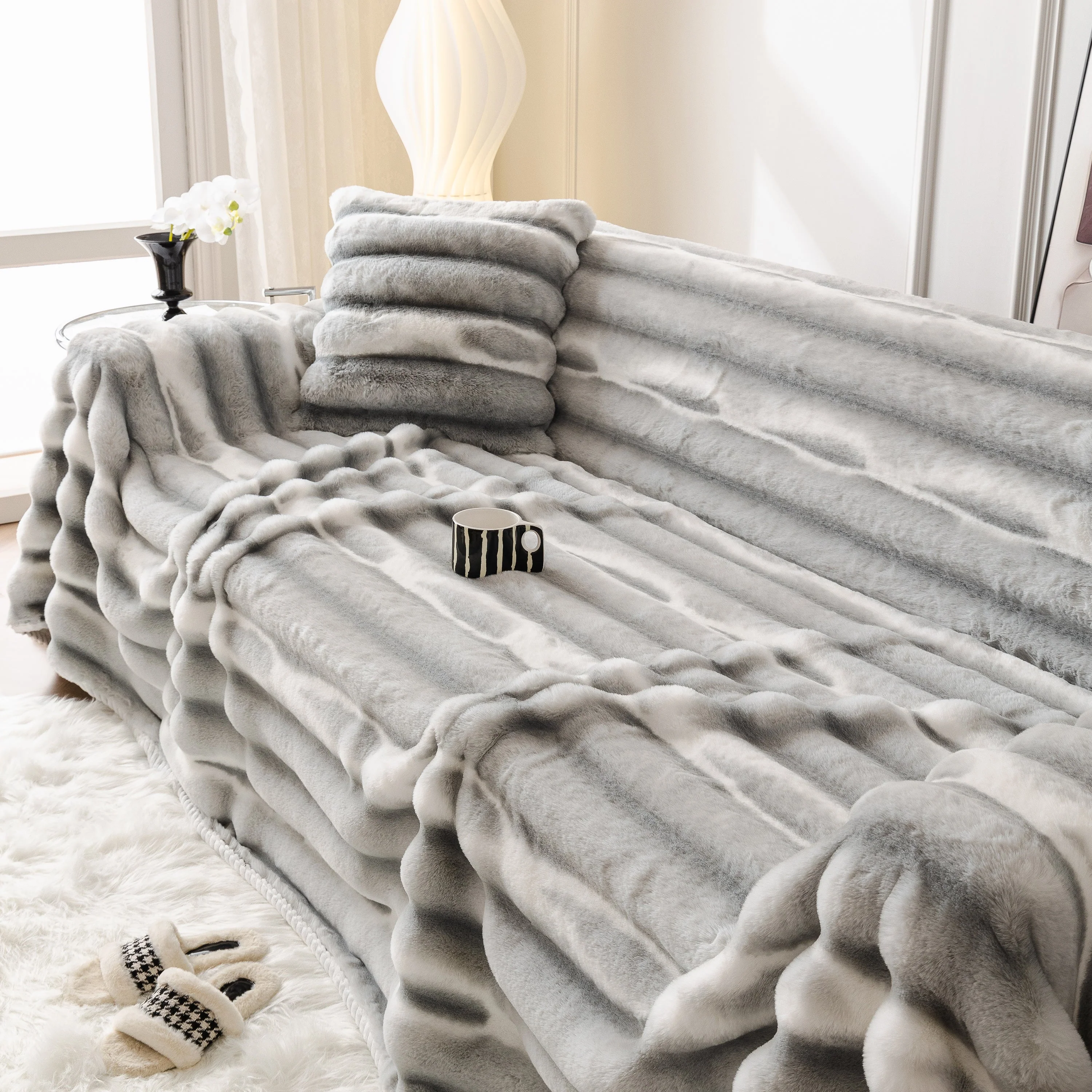 Ultra Soft Faux Fur Couch Cover – Large, Fluffy, and Elegant Sofa Throw Blanket - Image 37