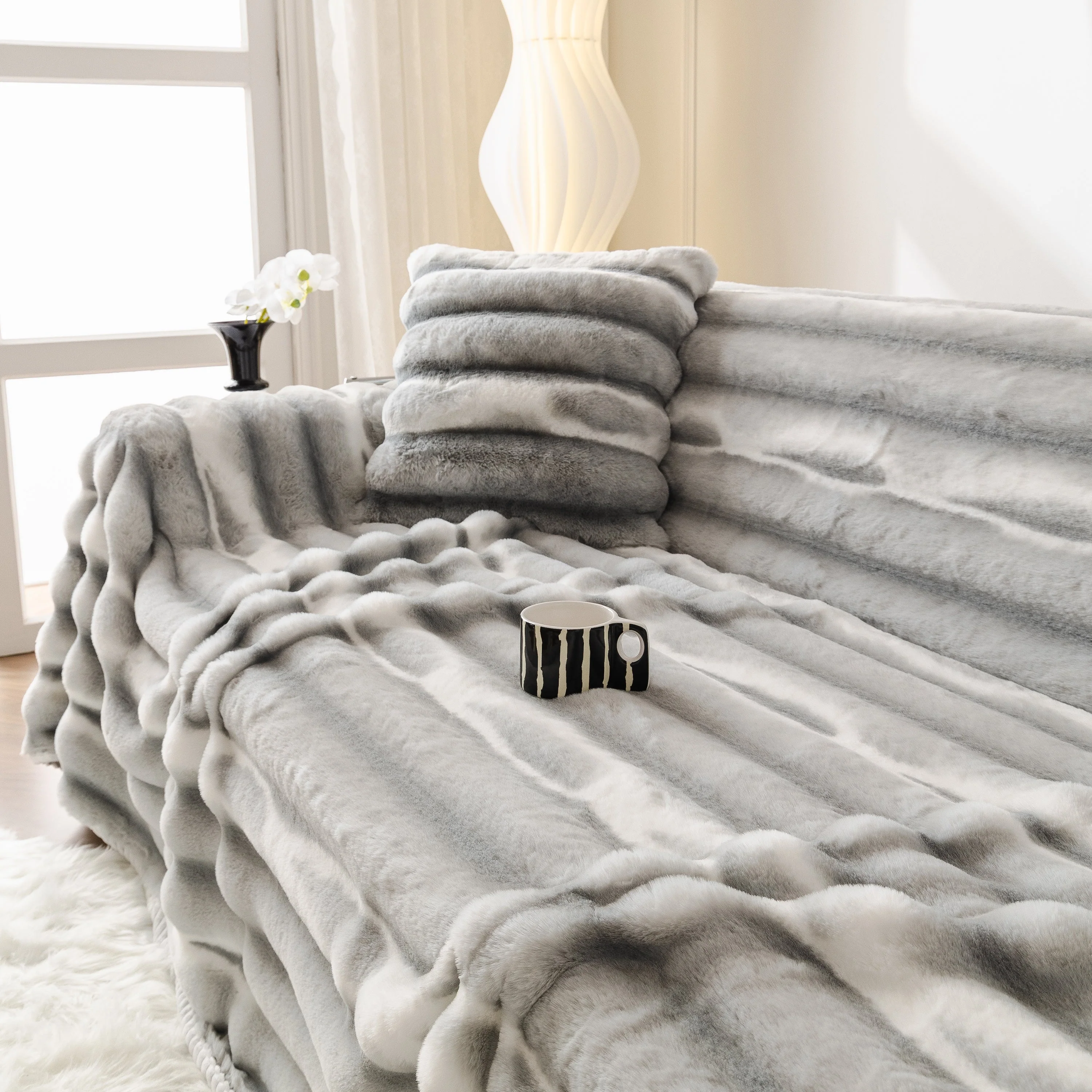 Ultra Soft Faux Fur Couch Cover – Large, Fluffy, and Elegant Sofa Throw Blanket - Image 38