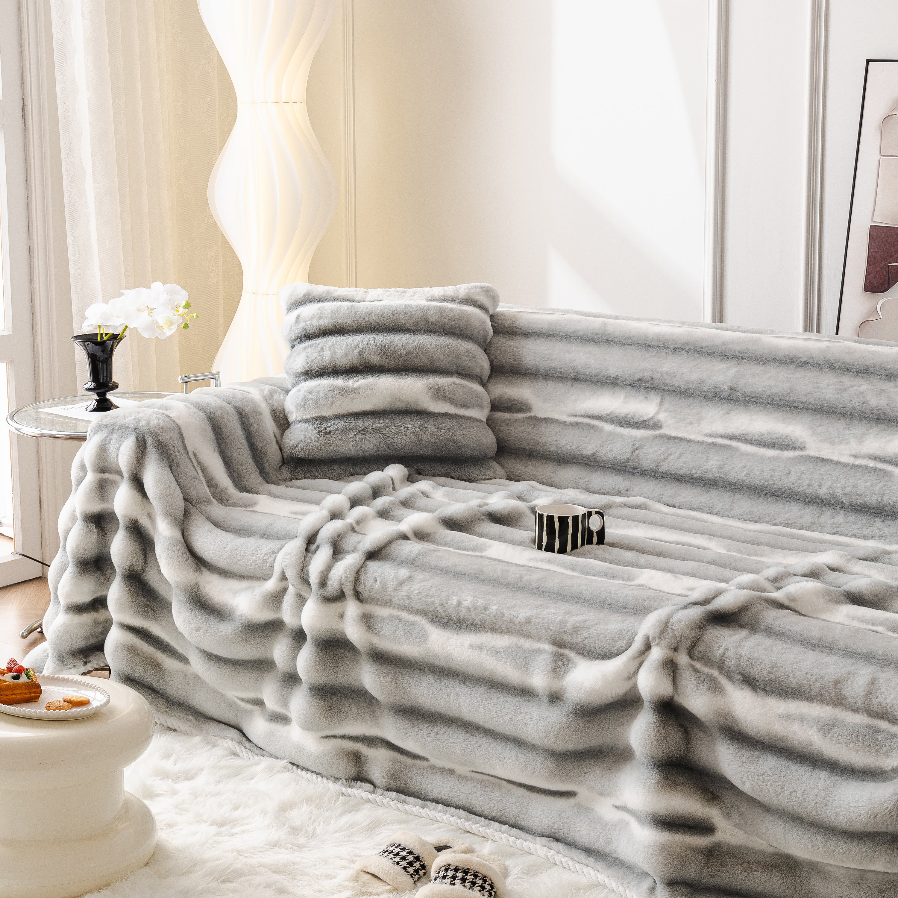 Ultra Soft Faux Fur Couch Cover – Large, Fluffy, and Elegant Sofa Throw Blanket - Image 39
