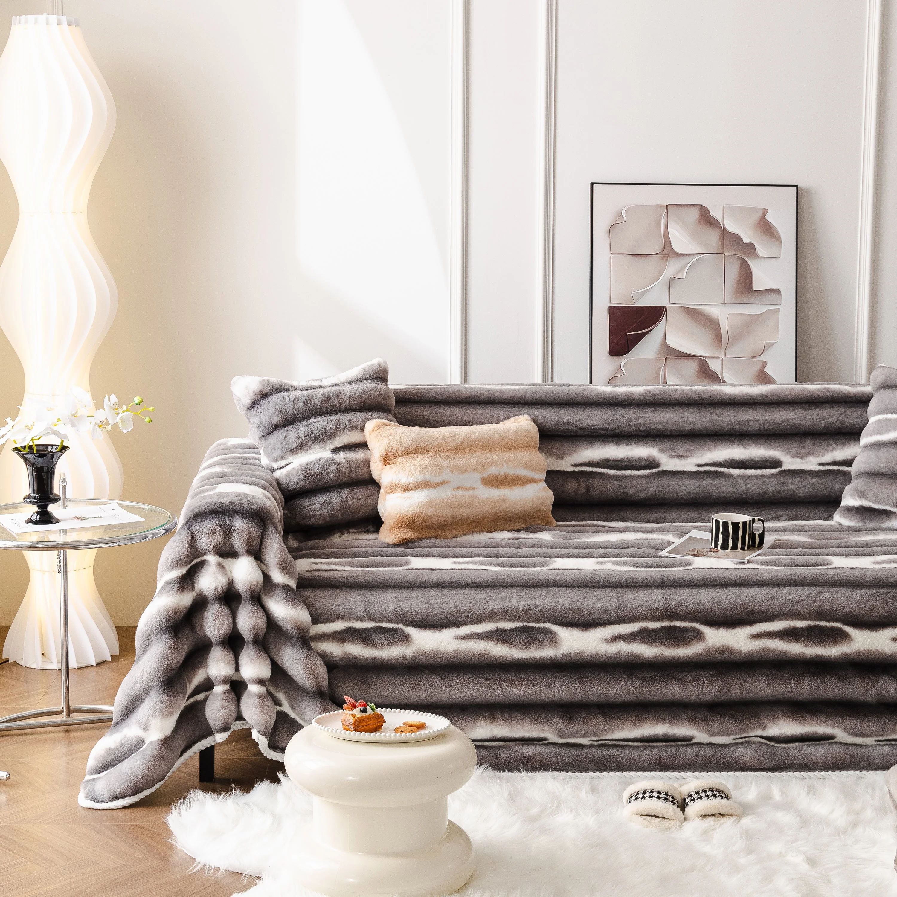 Ultra Soft Faux Fur Couch Cover – Large, Fluffy, and Elegant Sofa Throw Blanket - Image 51