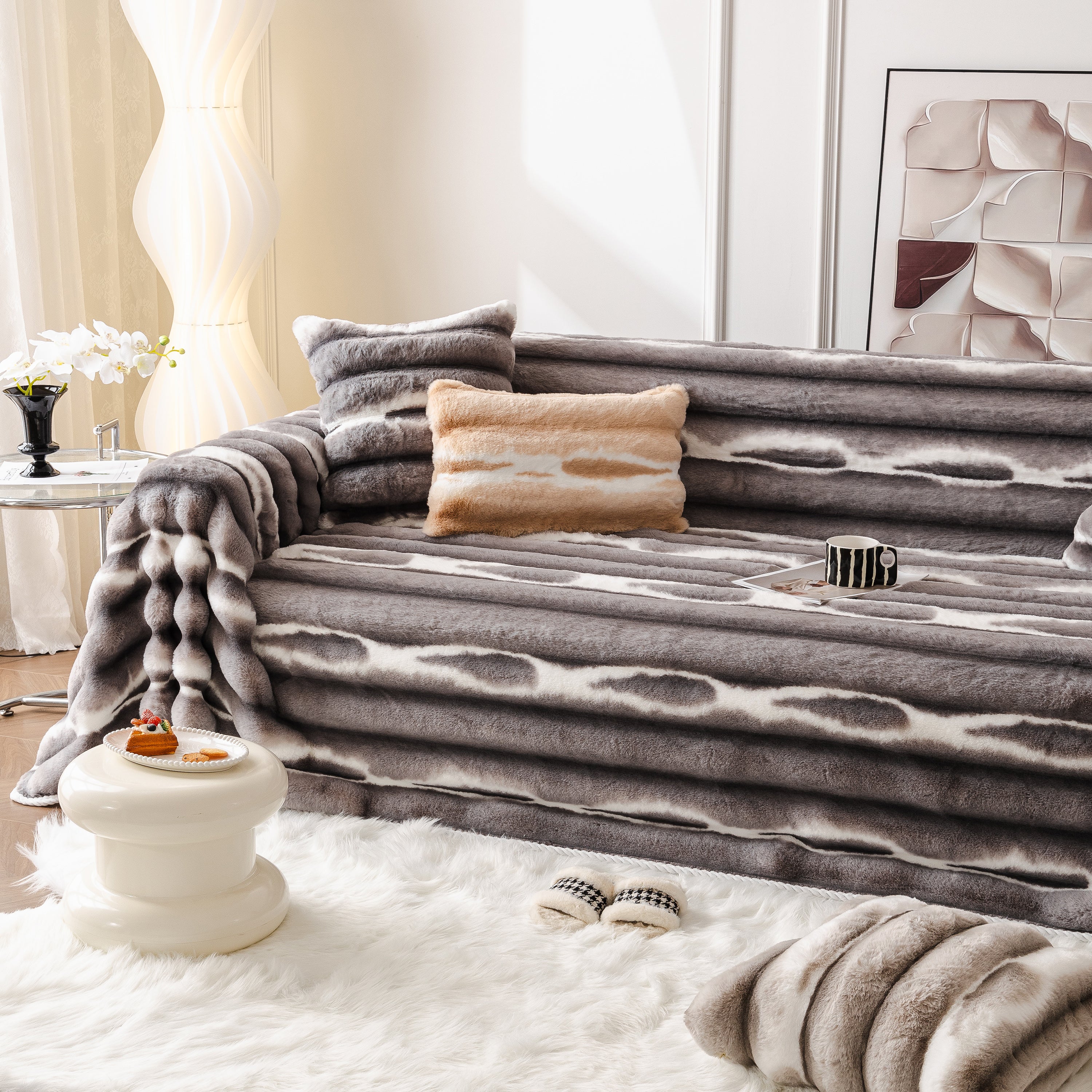 Ultra Soft Faux Fur Couch Cover – Large, Fluffy, and Elegant Sofa Throw Blanket - Image 52
