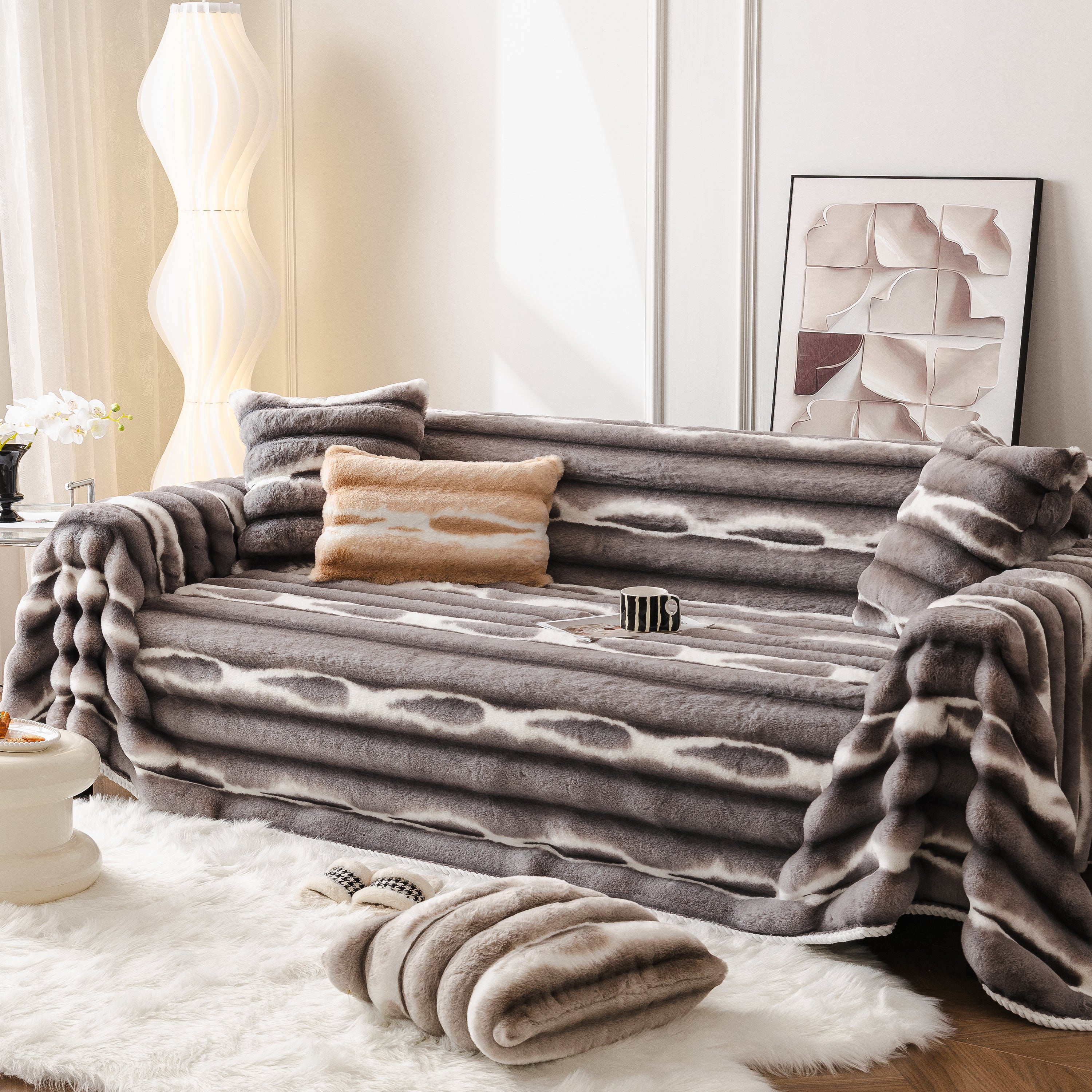 Ultra Soft Faux Fur Couch Cover – Large, Fluffy, and Elegant Sofa Throw Blanket - Image 53