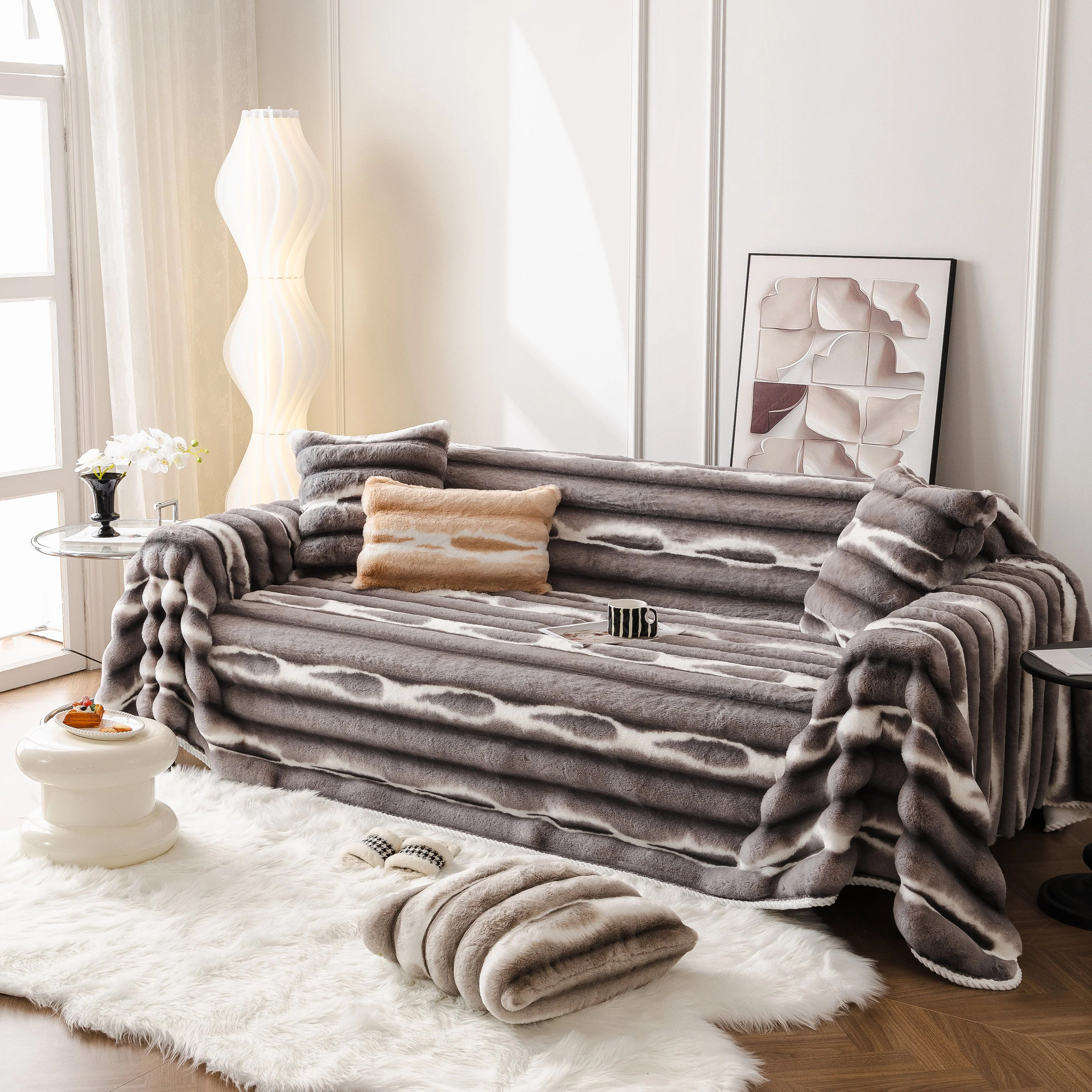 Ultra Soft Faux Fur Couch Cover – Large, Fluffy, and Elegant Sofa Throw Blanket - Image 54