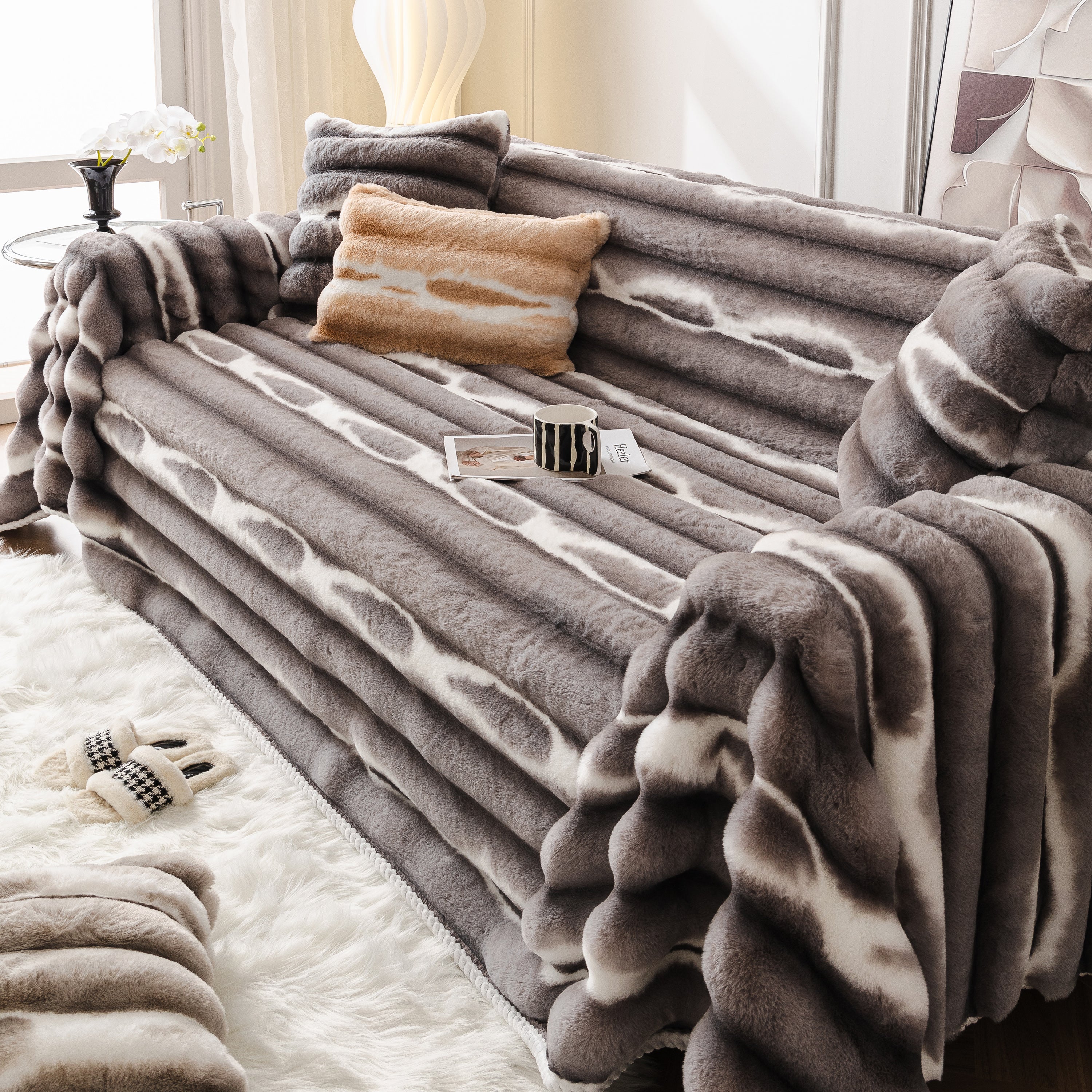 Ultra Soft Faux Fur Couch Cover – Large, Fluffy, and Elegant Sofa Throw Blanket - Image 59