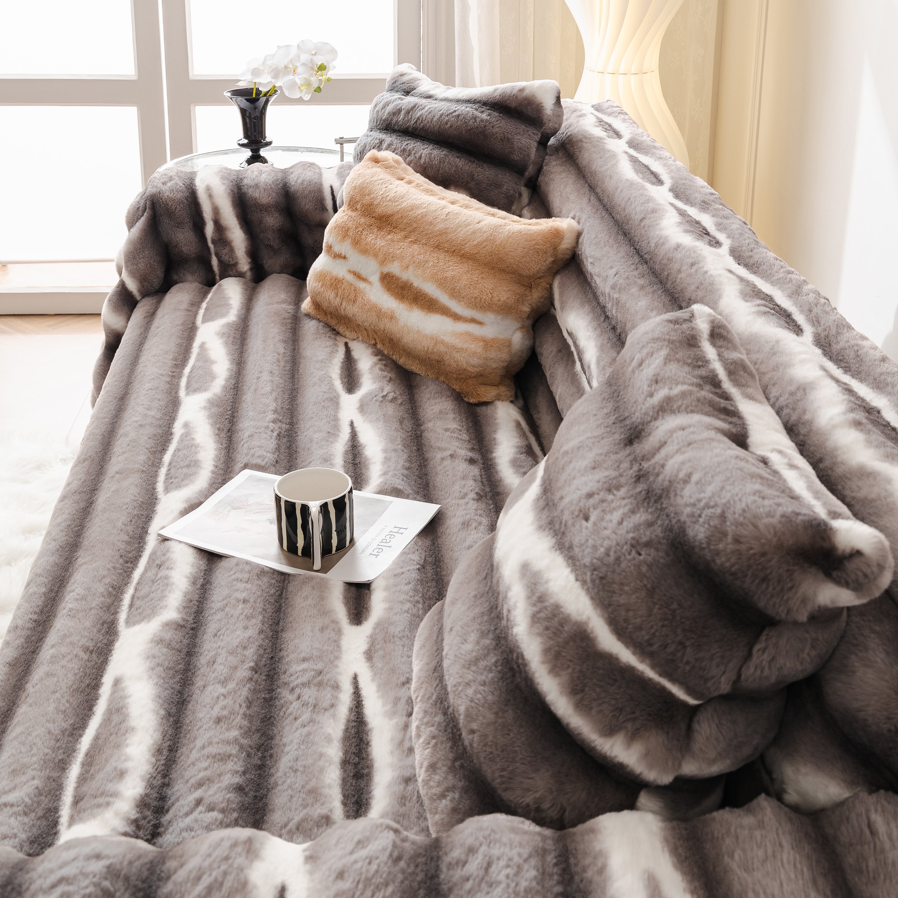 Ultra Soft Faux Fur Couch Cover – Large, Fluffy, and Elegant Sofa Throw Blanket - Image 61