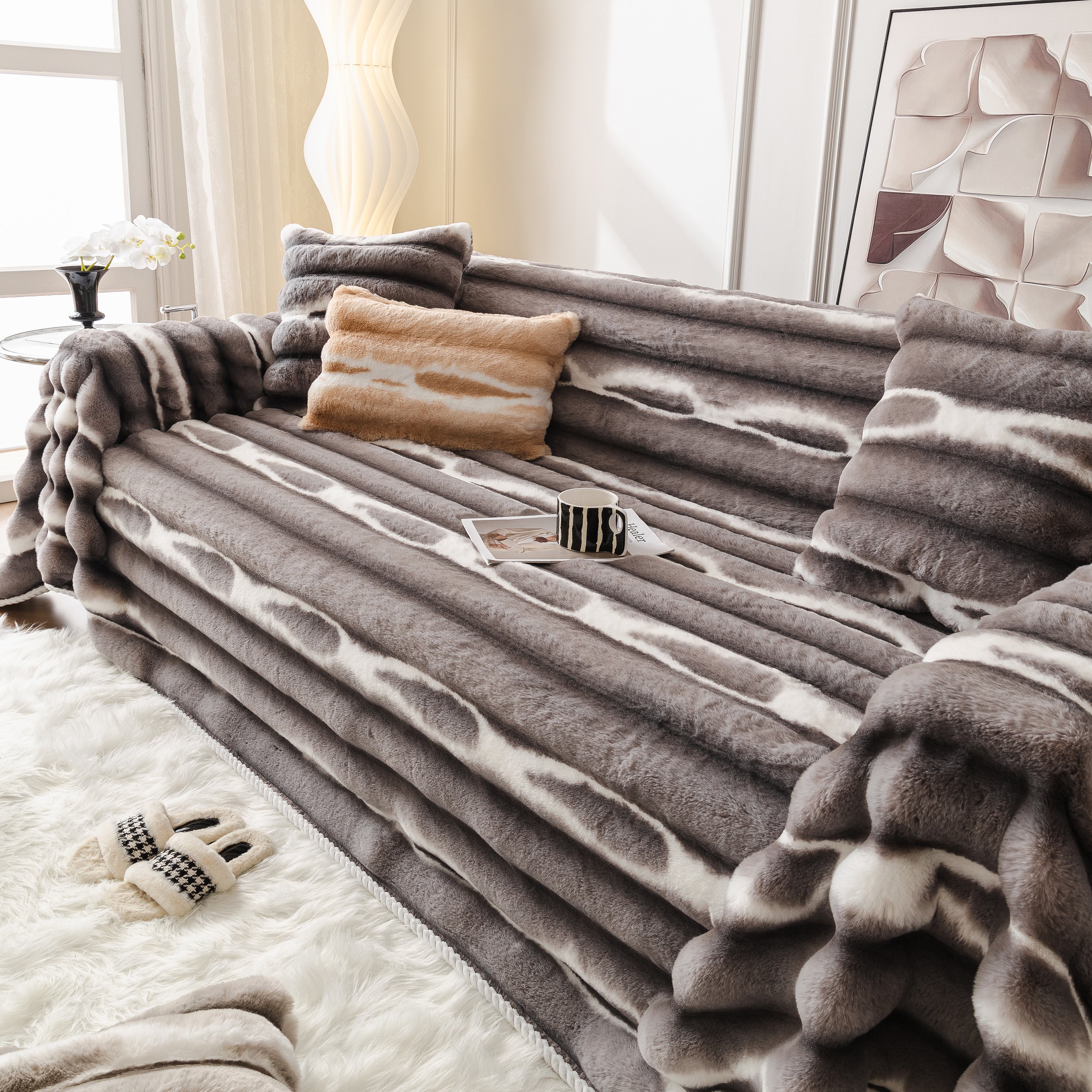 Ultra Soft Faux Fur Couch Cover – Large, Fluffy, and Elegant Sofa Throw Blanket - Image 62