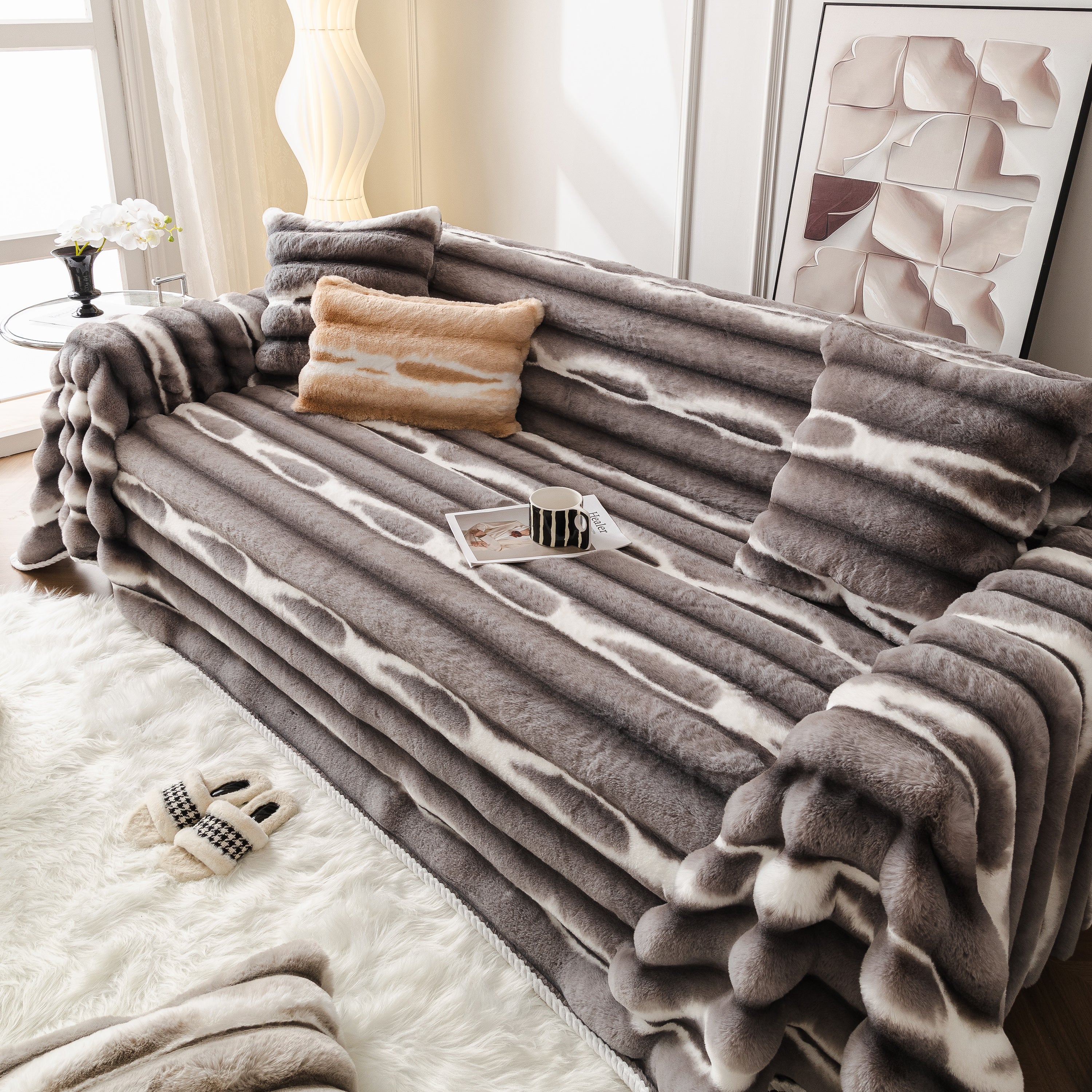 Ultra Soft Faux Fur Couch Cover – Large, Fluffy, and Elegant Sofa Throw Blanket - Image 64