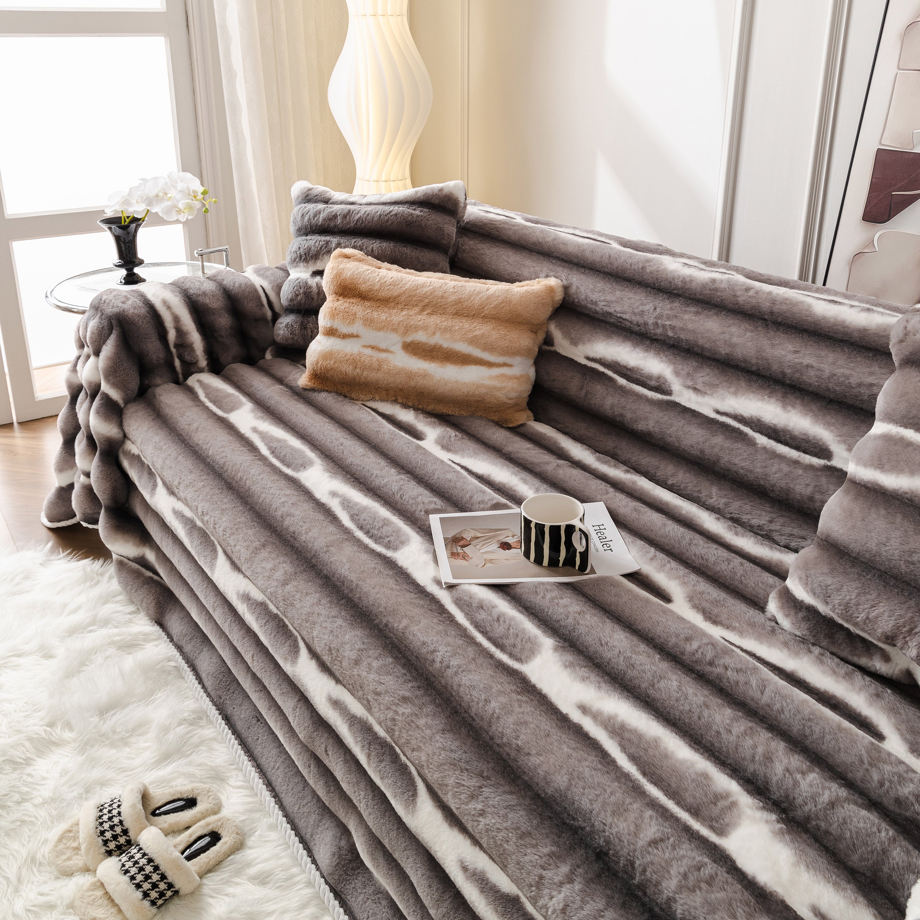 Ultra Soft Faux Fur Couch Cover – Large, Fluffy, and Elegant Sofa Throw Blanket - Image 65