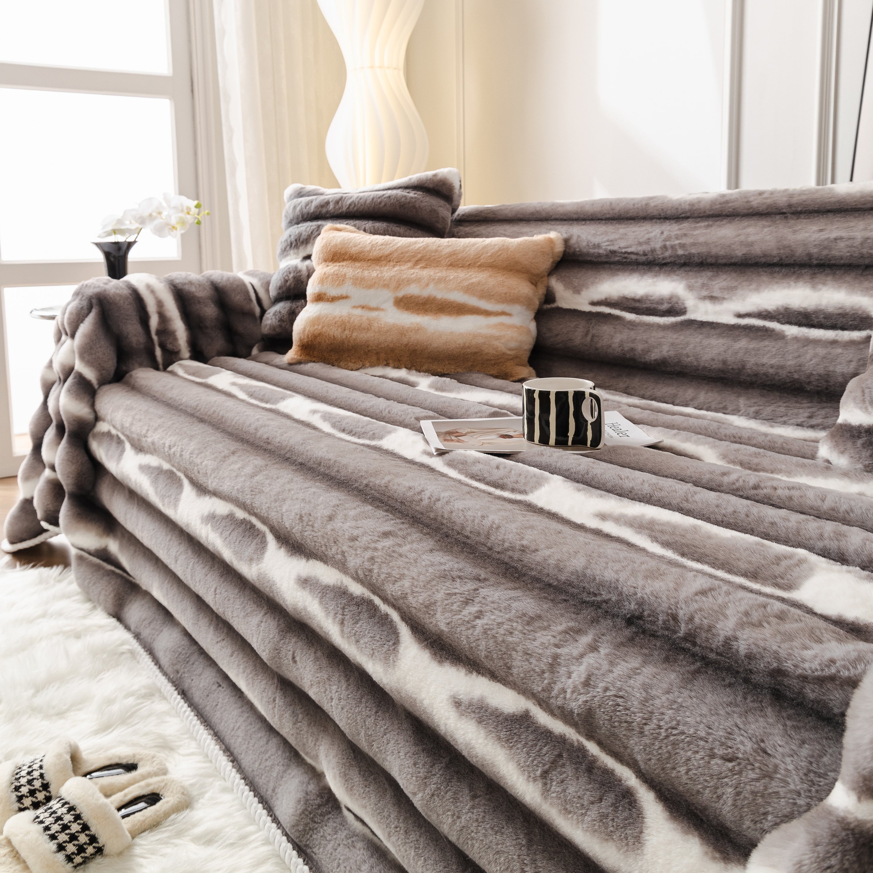 Ultra Soft Faux Fur Couch Cover – Large, Fluffy, and Elegant Sofa Throw Blanket - Image 66