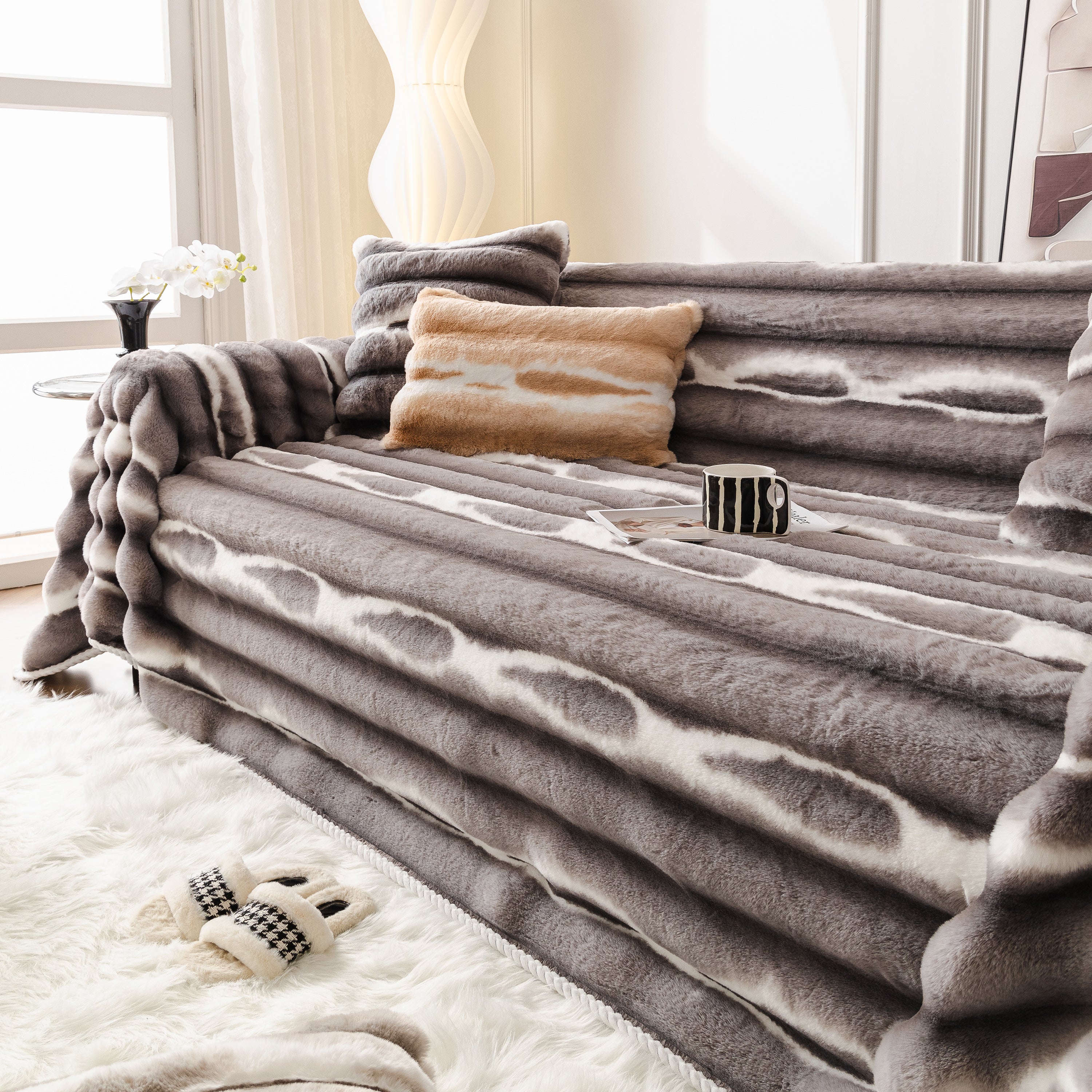 Ultra Soft Faux Fur Couch Cover – Large, Fluffy, and Elegant Sofa Throw Blanket - Image 67