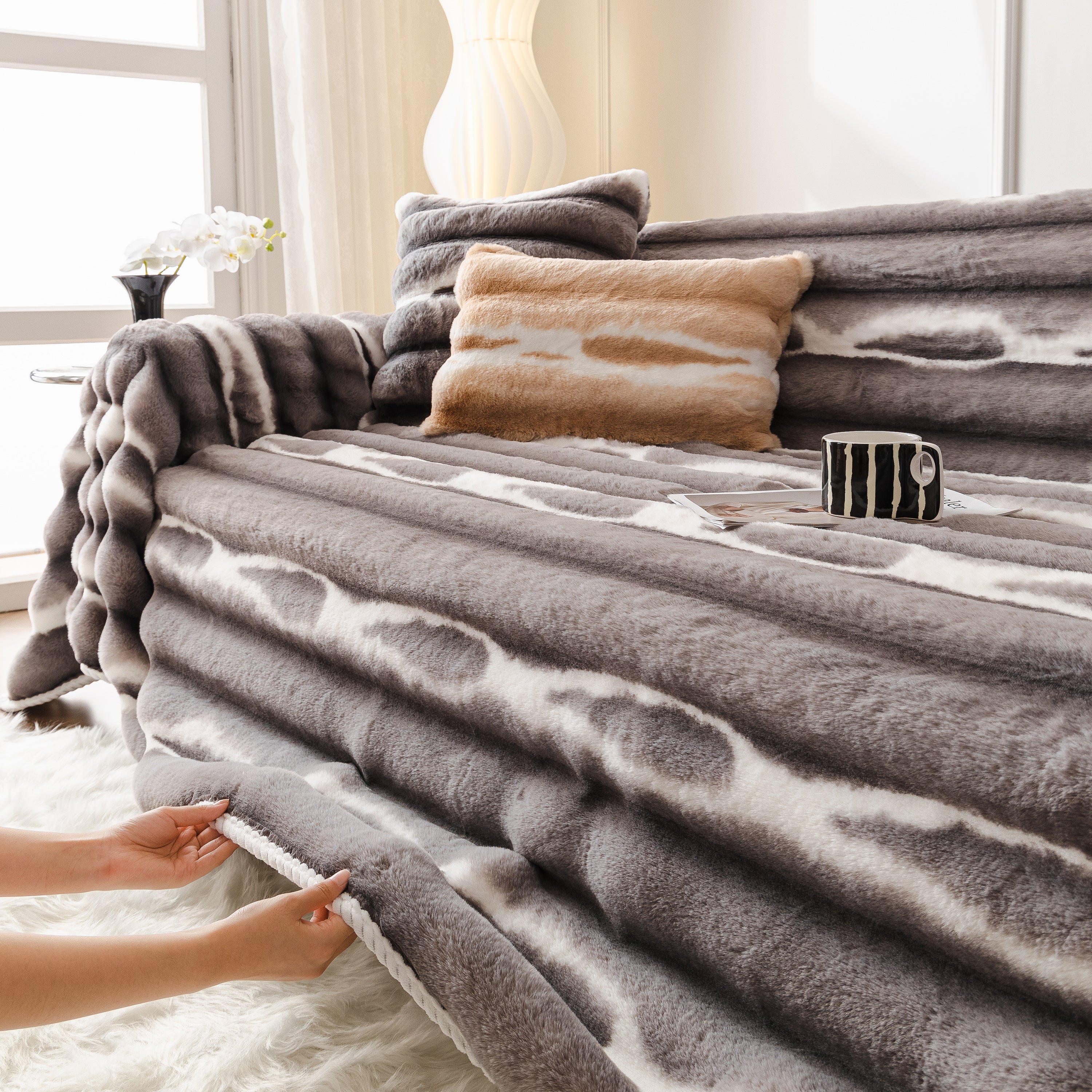 Ultra Soft Faux Fur Couch Cover – Large, Fluffy, and Elegant Sofa Throw Blanket - Image 68