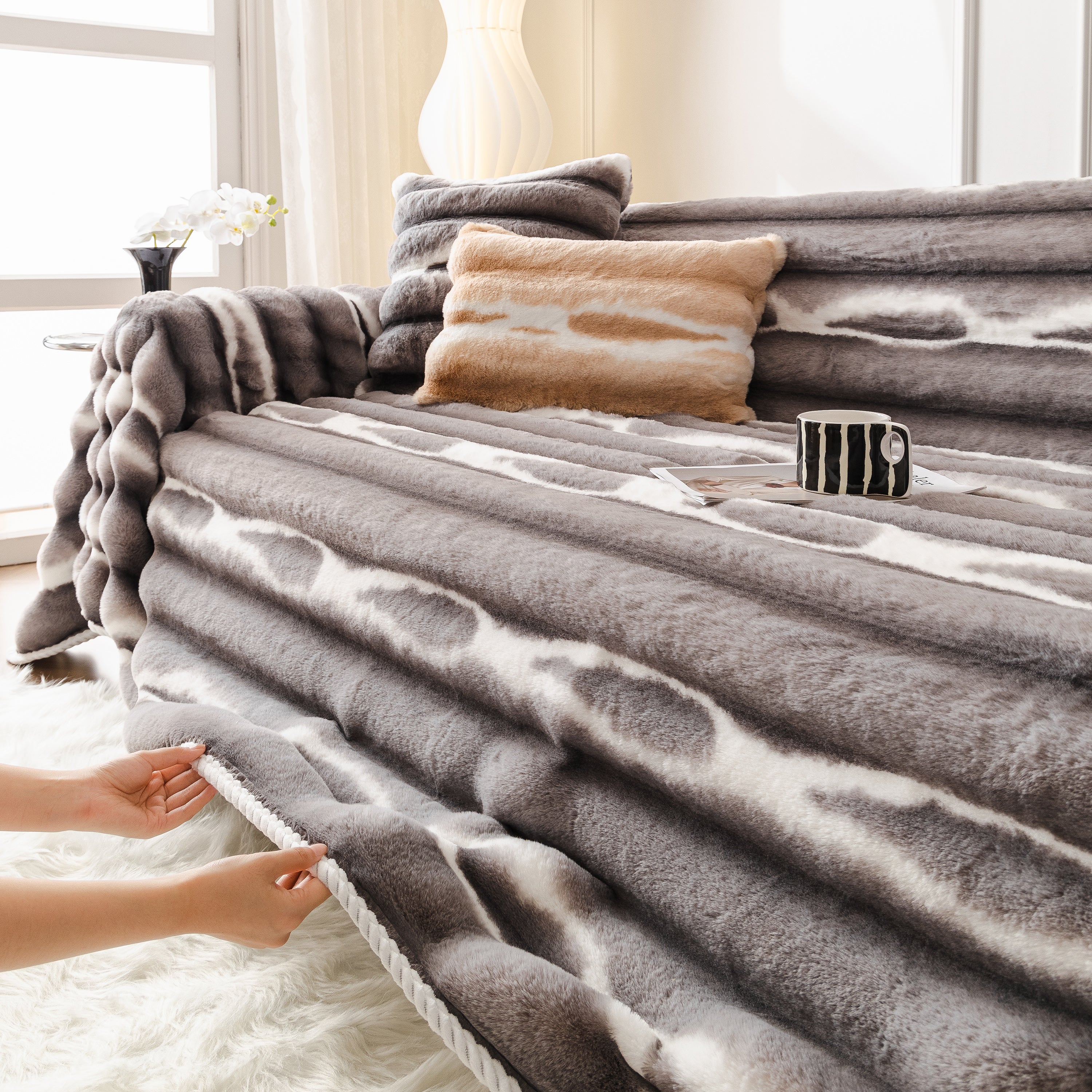 Ultra Soft Faux Fur Couch Cover – Large, Fluffy, and Elegant Sofa Throw Blanket - Image 69