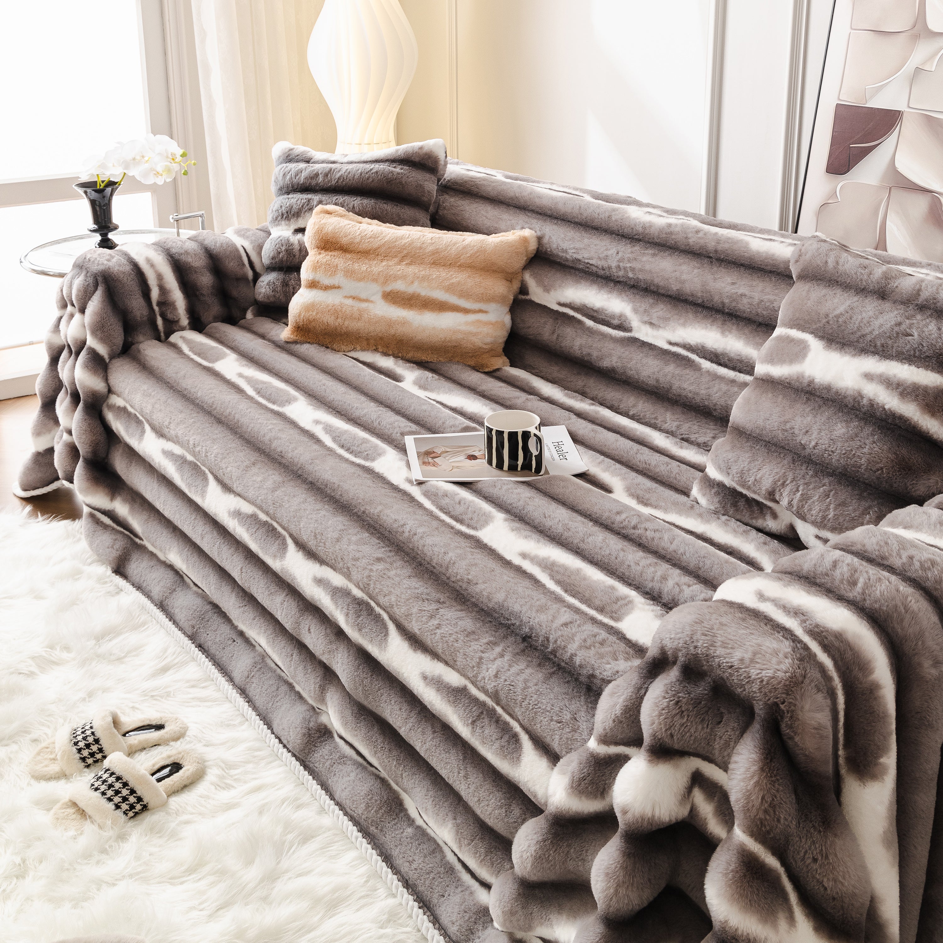 Ultra Soft Faux Fur Couch Cover – Large, Fluffy, and Elegant Sofa Throw Blanket - Image 70