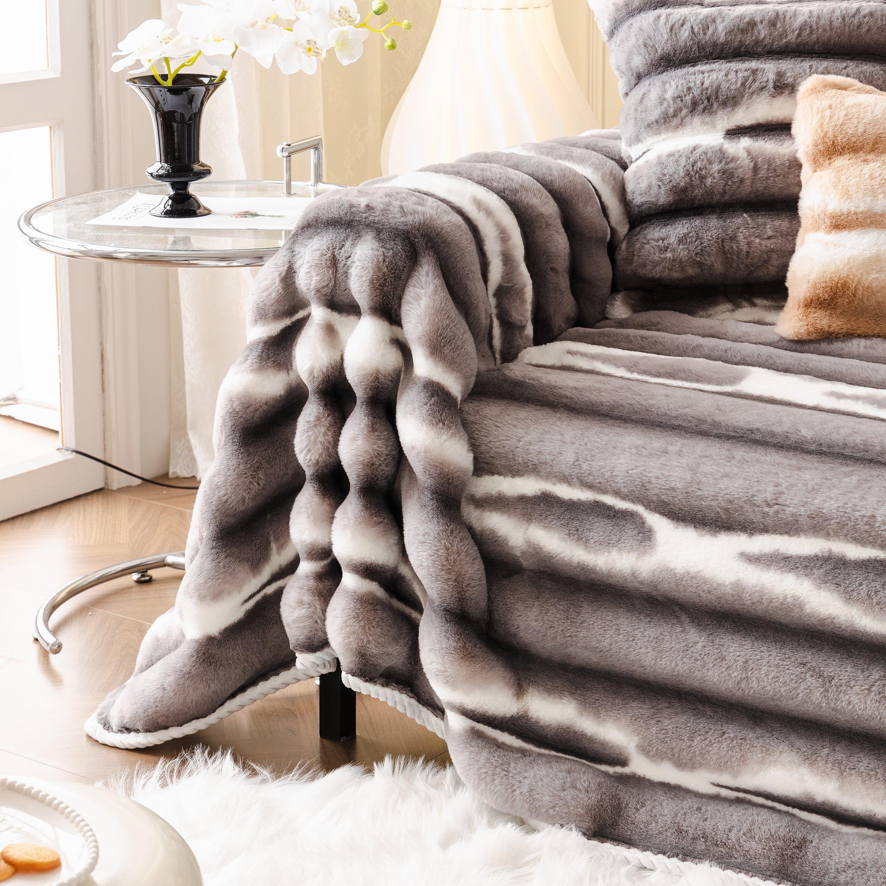 Ultra Soft Faux Fur Couch Cover – Large, Fluffy, and Elegant Sofa Throw Blanket - Image 71