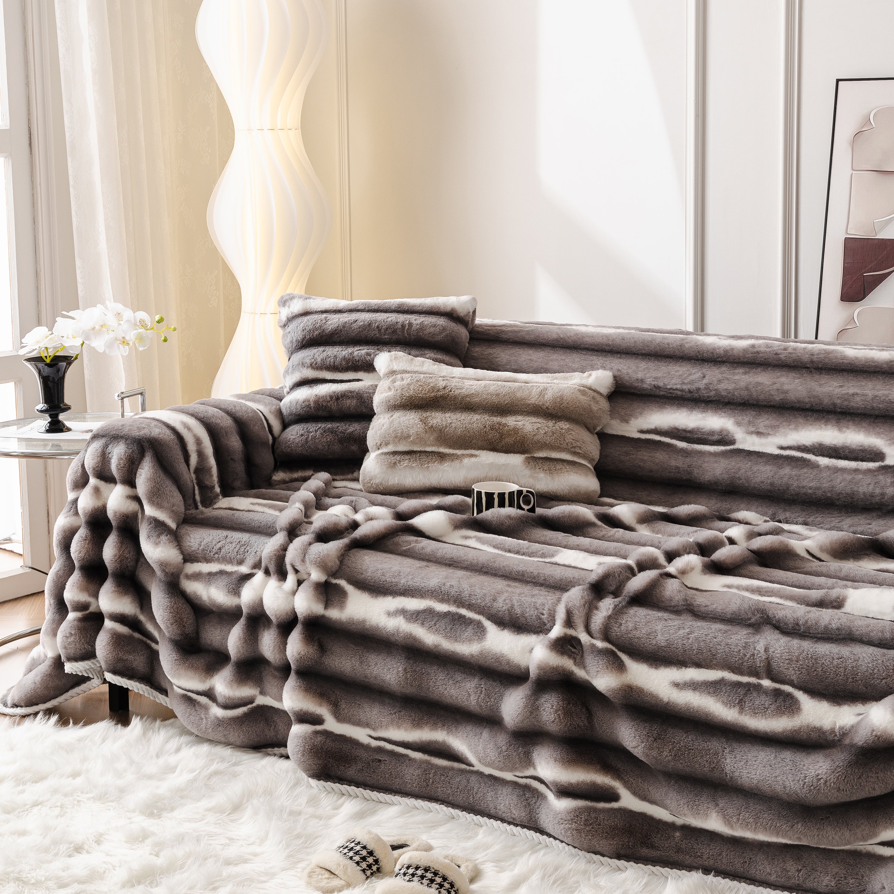 Ultra Soft Faux Fur Couch Cover – Large, Fluffy, and Elegant Sofa Throw Blanket - Image 77