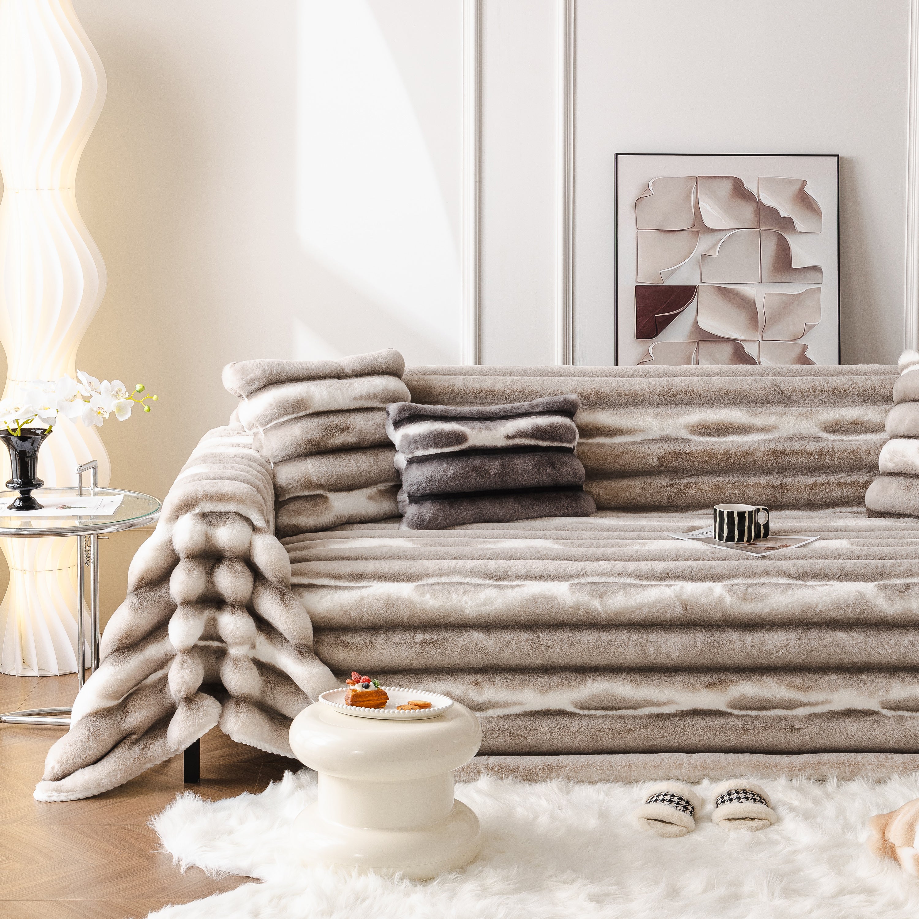 Ultra Soft Faux Fur Couch Cover – Large, Fluffy, and Elegant Sofa Throw Blanket - Image 90