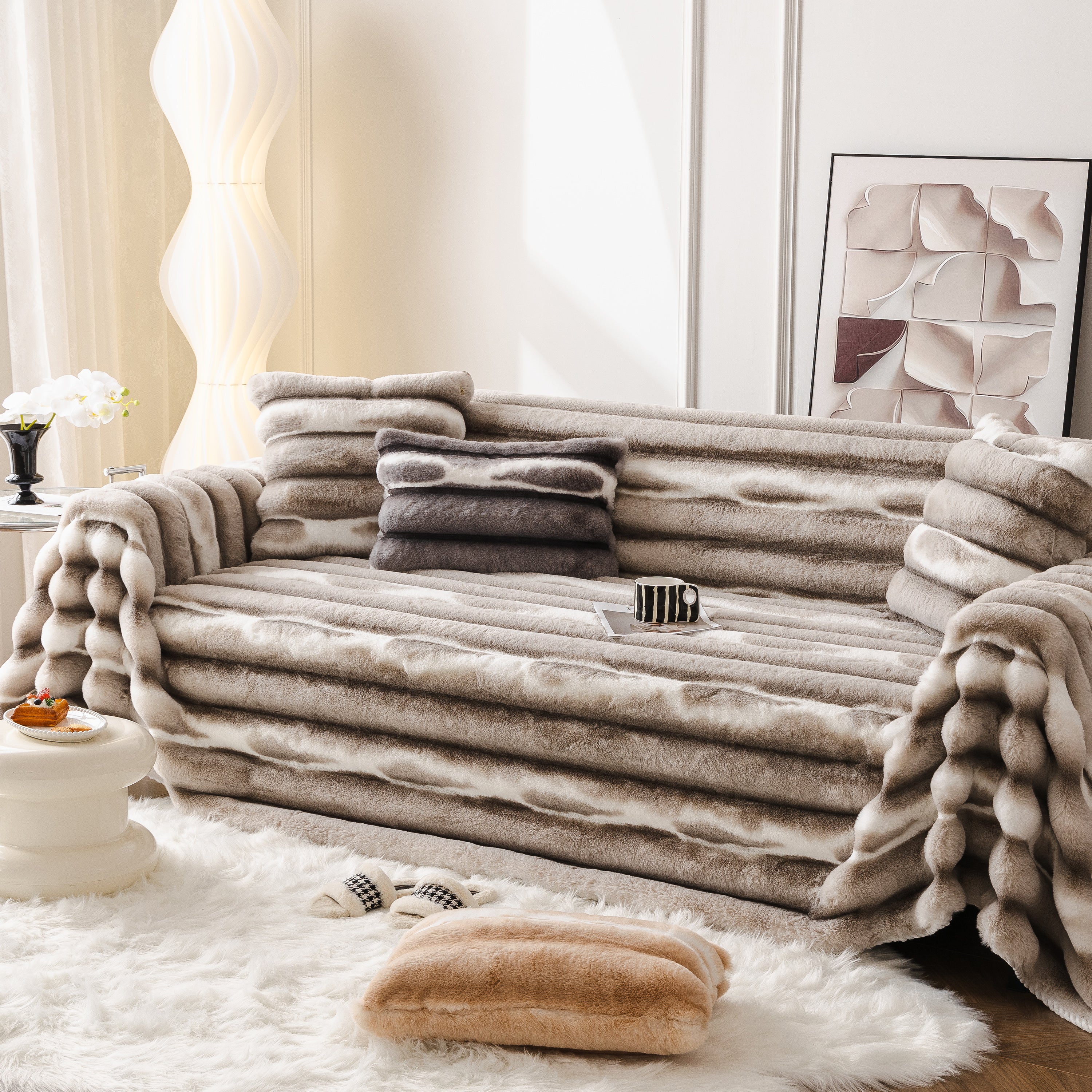 Ultra Soft Faux Fur Couch Cover – Large, Fluffy, and Elegant Sofa Throw Blanket - Image 91