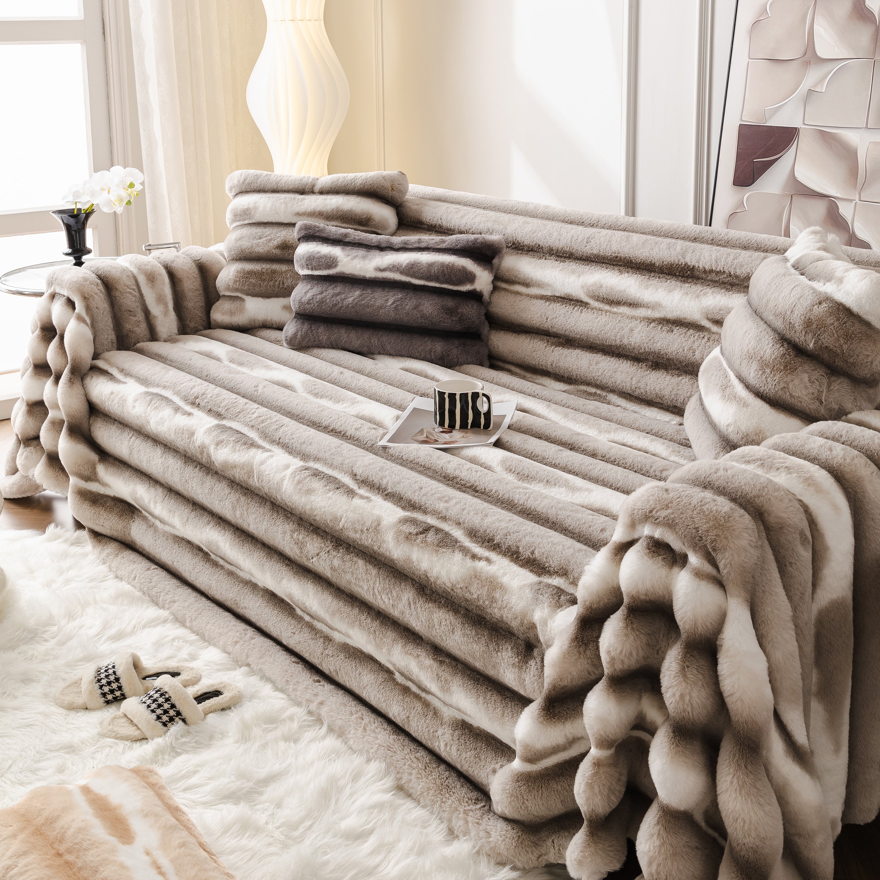 Ultra Soft Faux Fur Couch Cover – Large, Fluffy, and Elegant Sofa Throw Blanket - Image 97