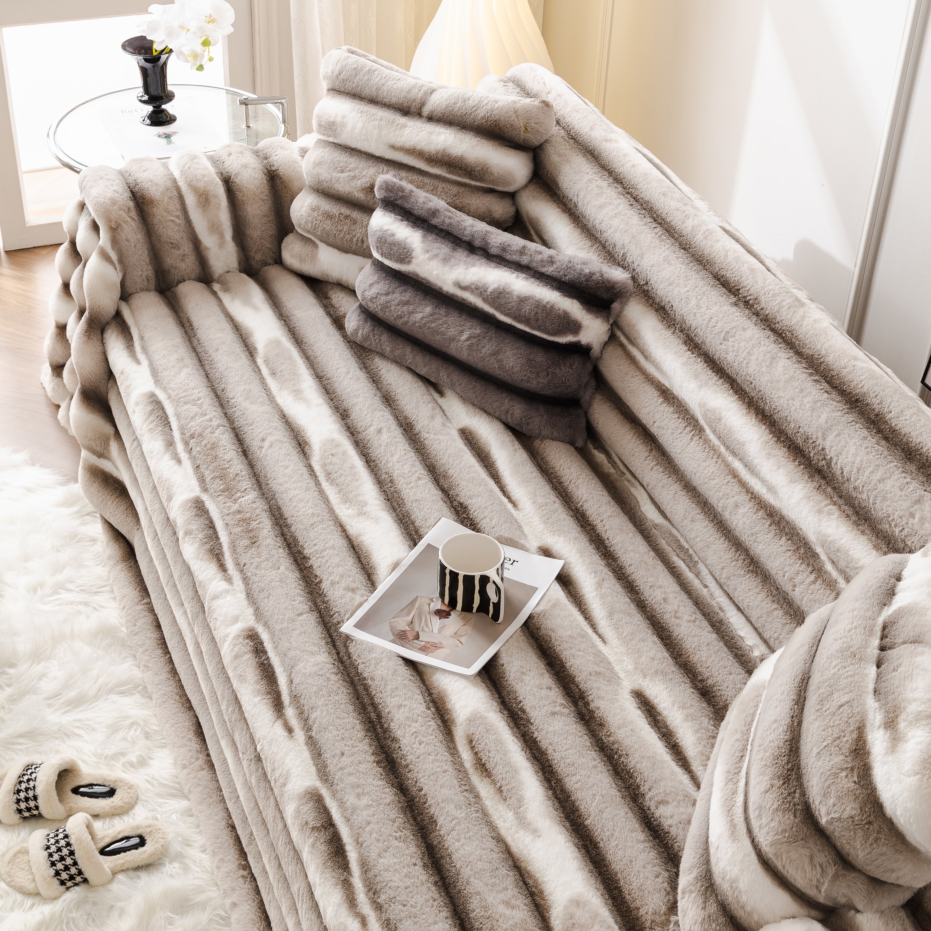 Ultra Soft Faux Fur Couch Cover – Large, Fluffy, and Elegant Sofa Throw Blanket - Image 98