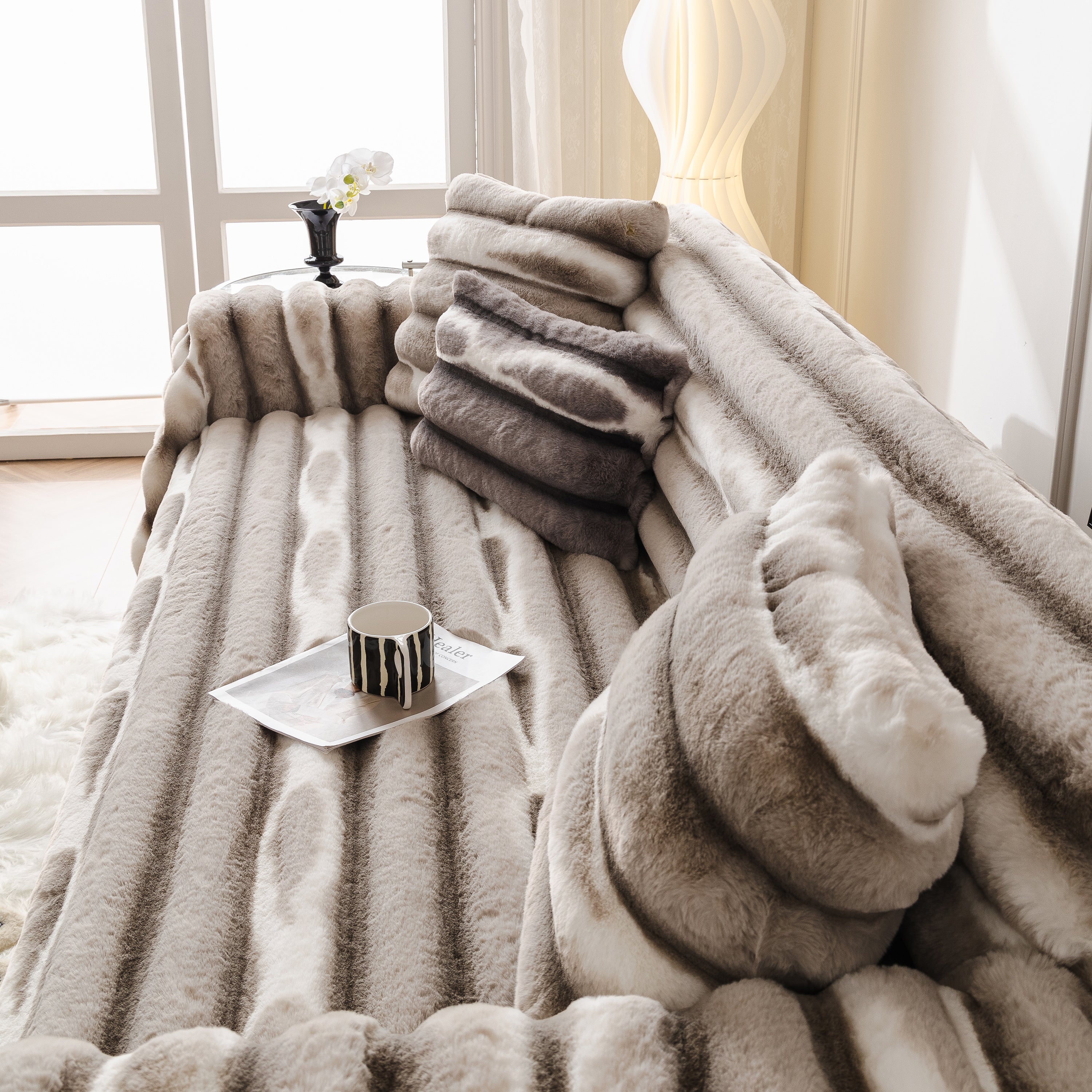 Ultra Soft Faux Fur Couch Cover – Large, Fluffy, and Elegant Sofa Throw Blanket - Image 99