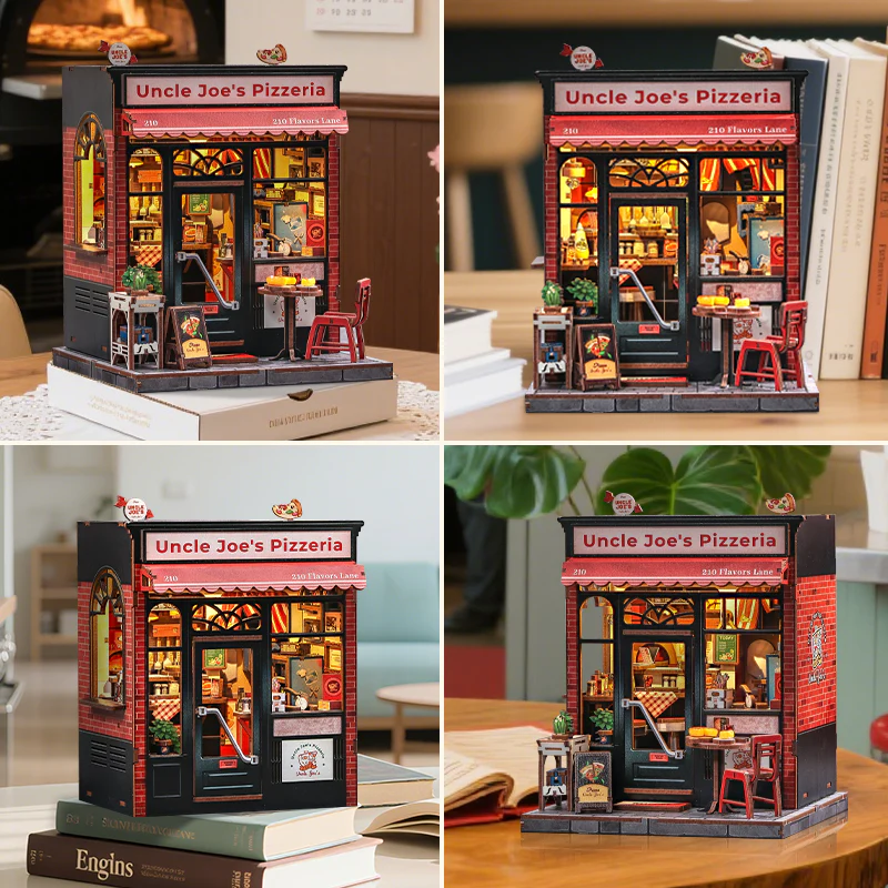 Uncle Joe's Pizzeria Dollhouse Kit - Miniature Wizardi Roombox Kit with LED Light F07M51-92-CWGC210 - Image 4