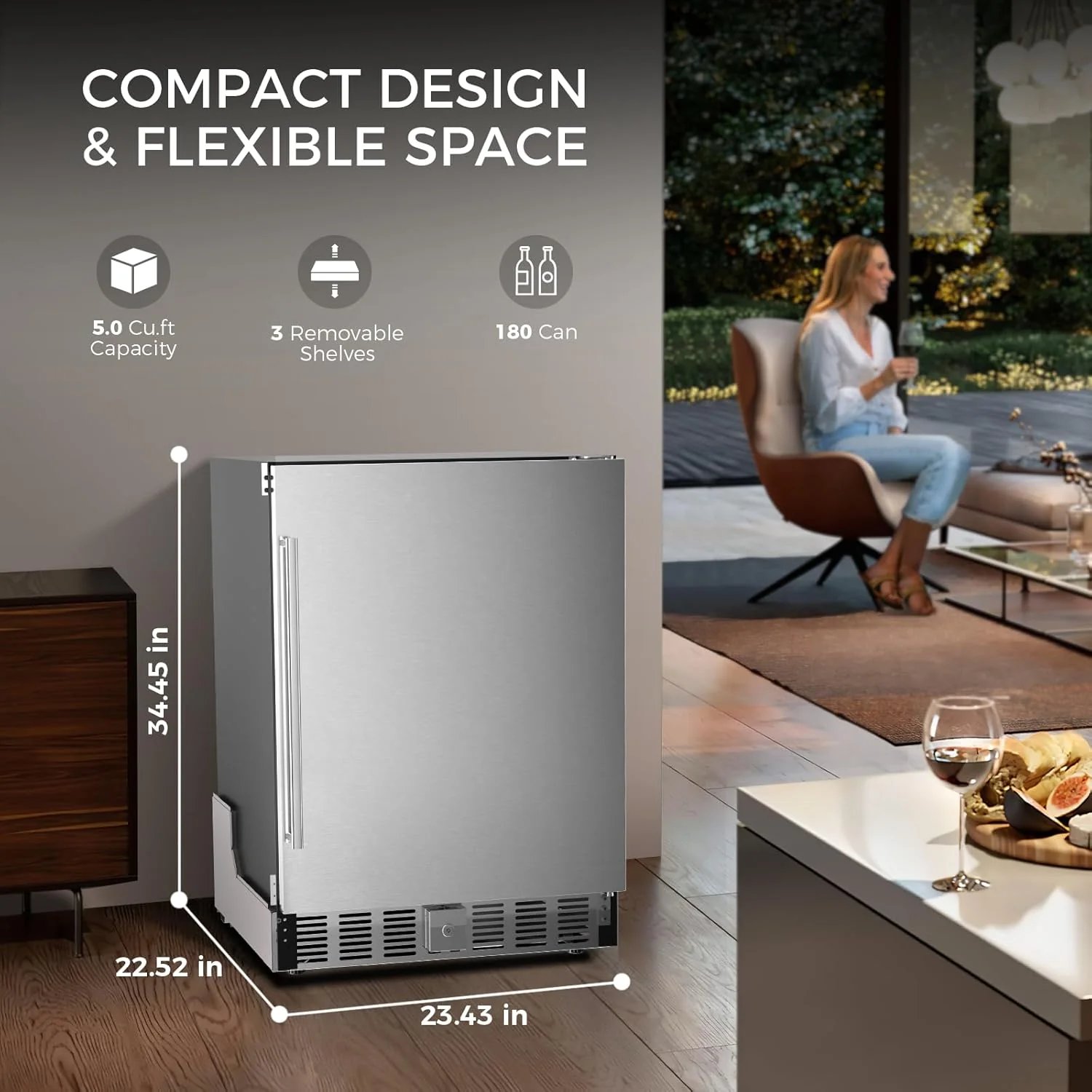 Under Counter Refrigerator, 24 Inch Double Drawer Beverage Fridge F58145 - Image 9