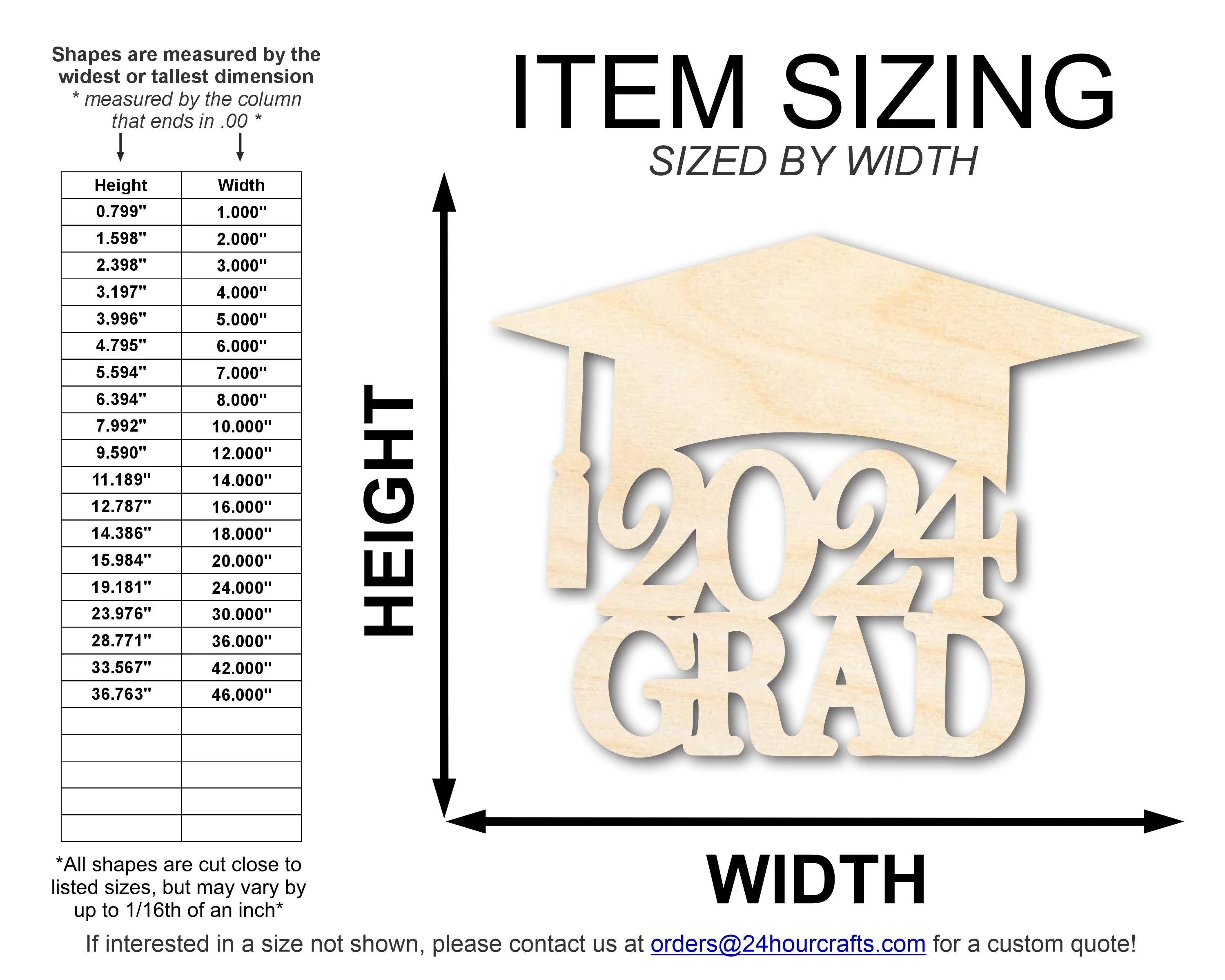 Unfinished 2024 Grad Graduation Cap Shape | DIY Craft Cutout | up to 46" DIY - Image 2