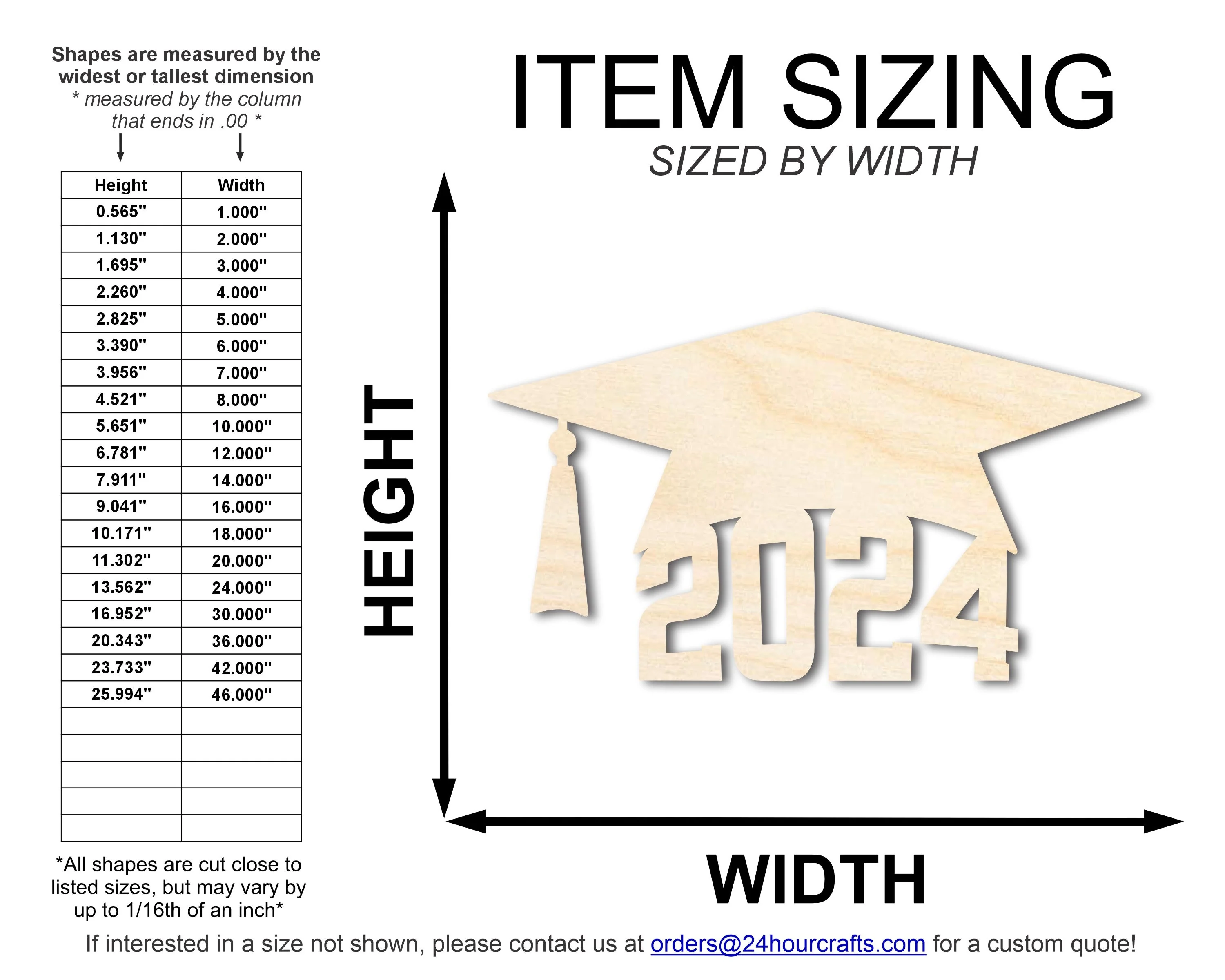 Unfinished 2024 Graduation Cap Shape | DIY Craft Cutout | up to 46" DIY - Image 2