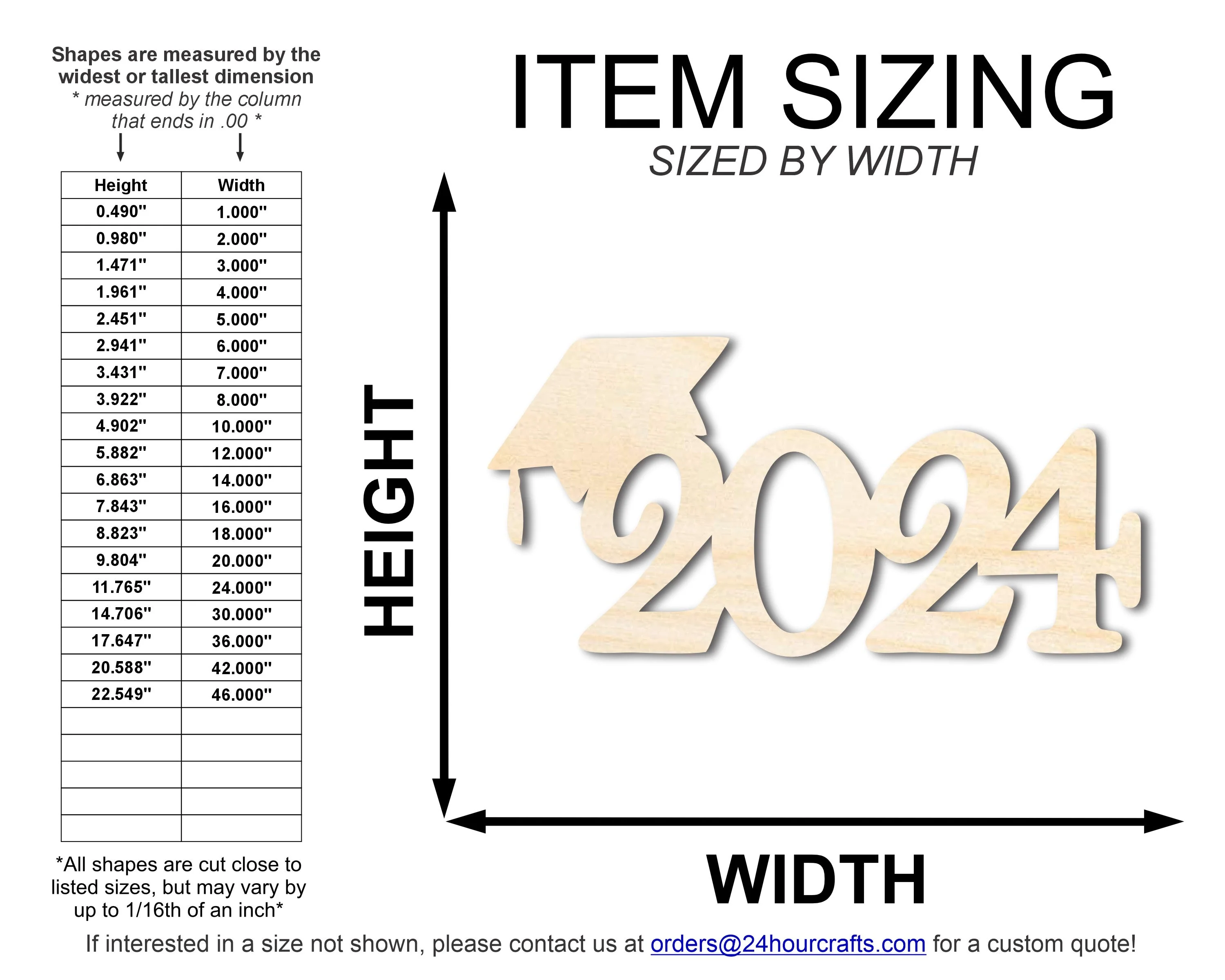 Unfinished 2024 Graduation Cap Silhouette | DIY Craft Cutout | up to 46" DIY - Image 2