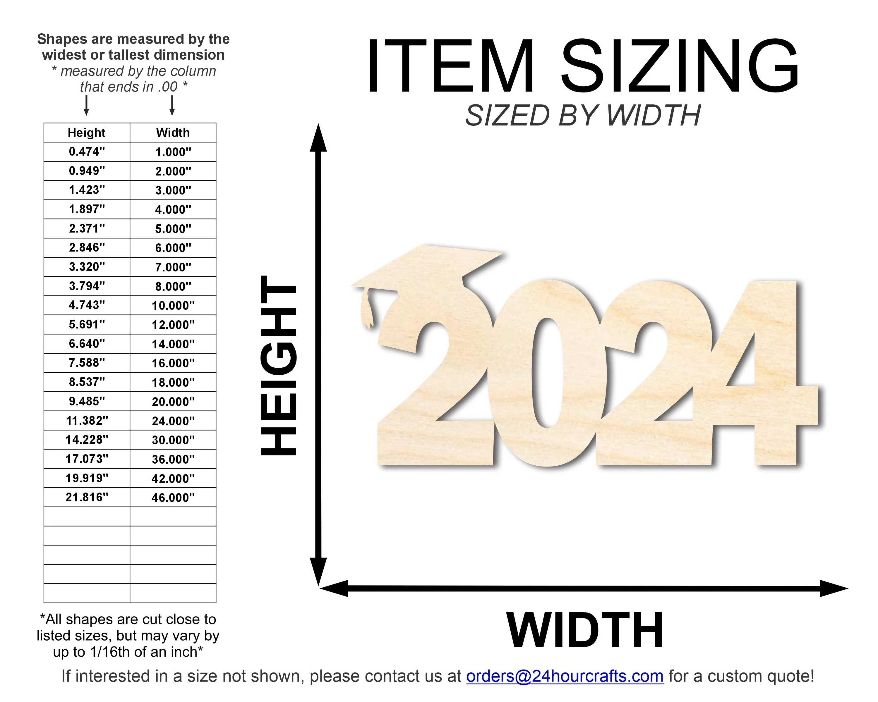 Unfinished 2024 Graduation Shape | DIY Craft Cutout | up to 46" DIY - Image 2