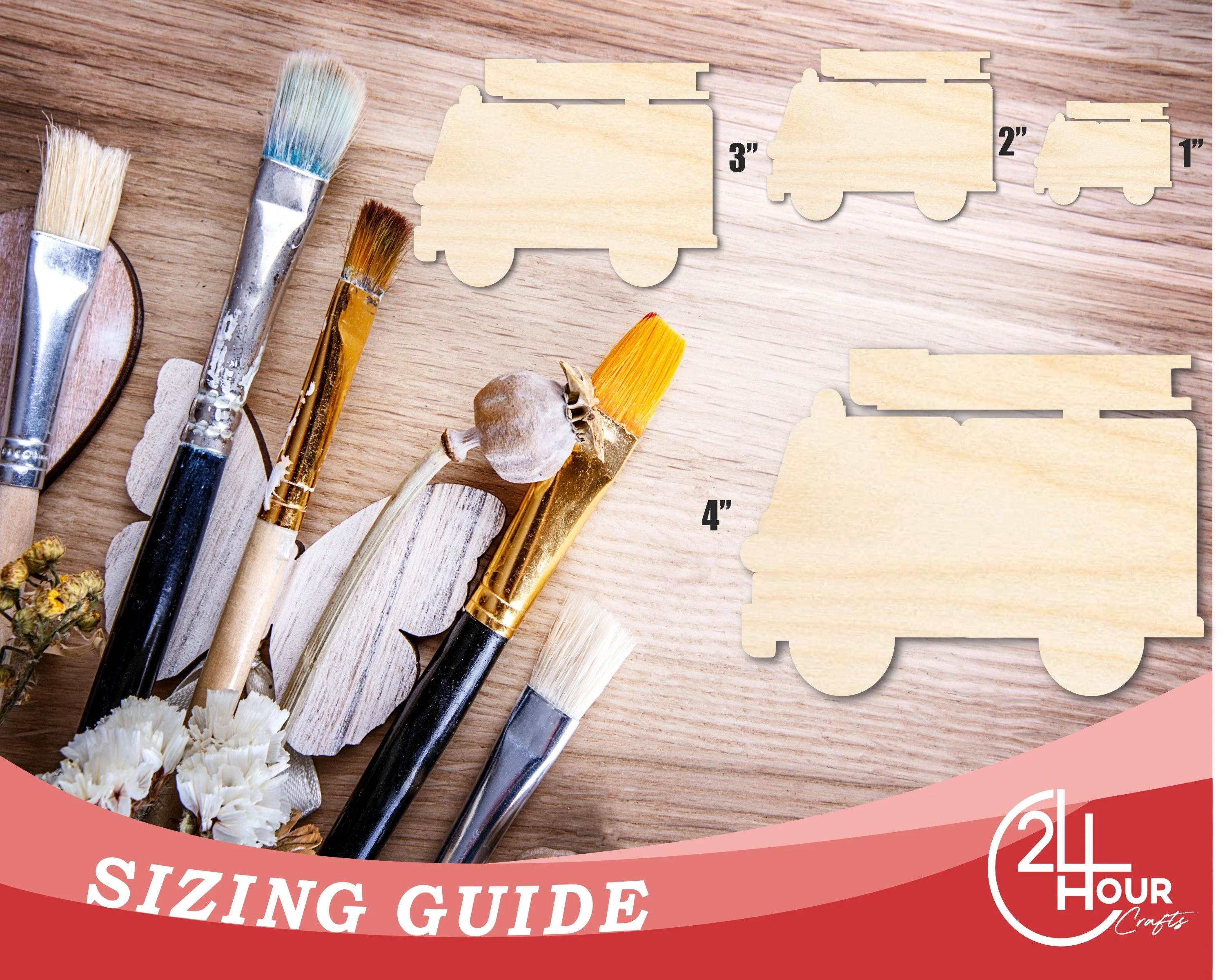 Unfinished Cartoon Fire Truck Shape | DIY Craft Cutout | up to 46" DIY - Image 3