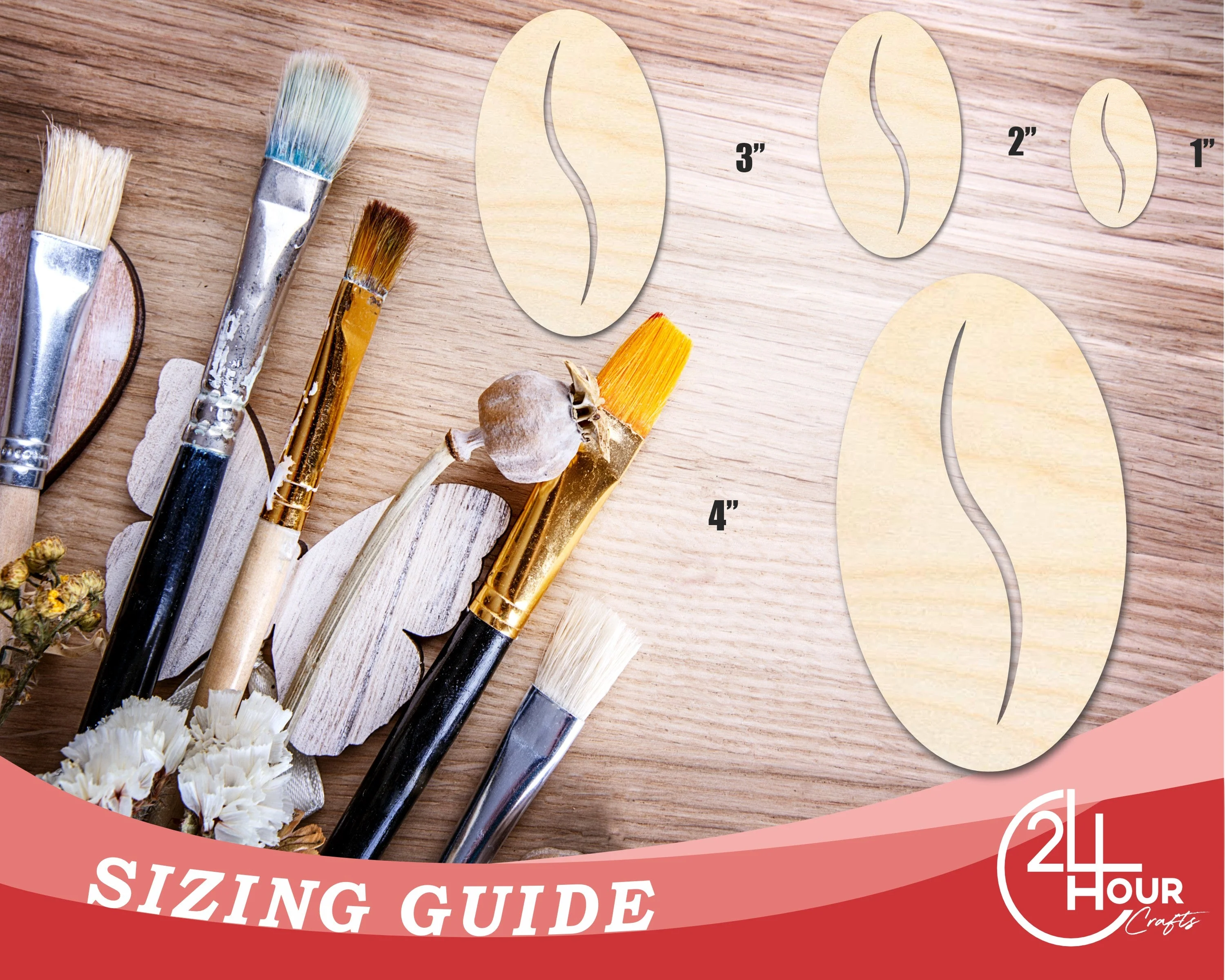 Unfinished Coffee Bean Shape | Craft Cutout | up to 46" DIY - Image 3
