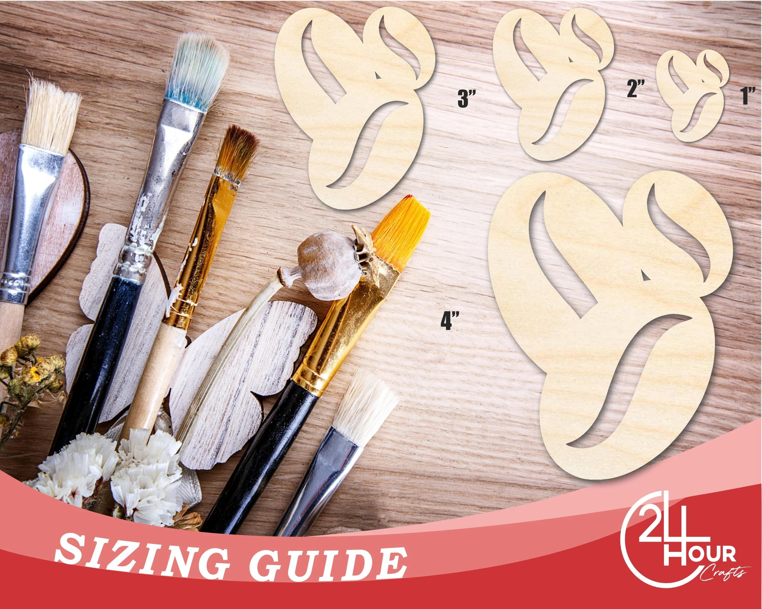Unfinished Coffee Beans Shape | DIY Craft Cutout | up to 46" DIY - Image 3