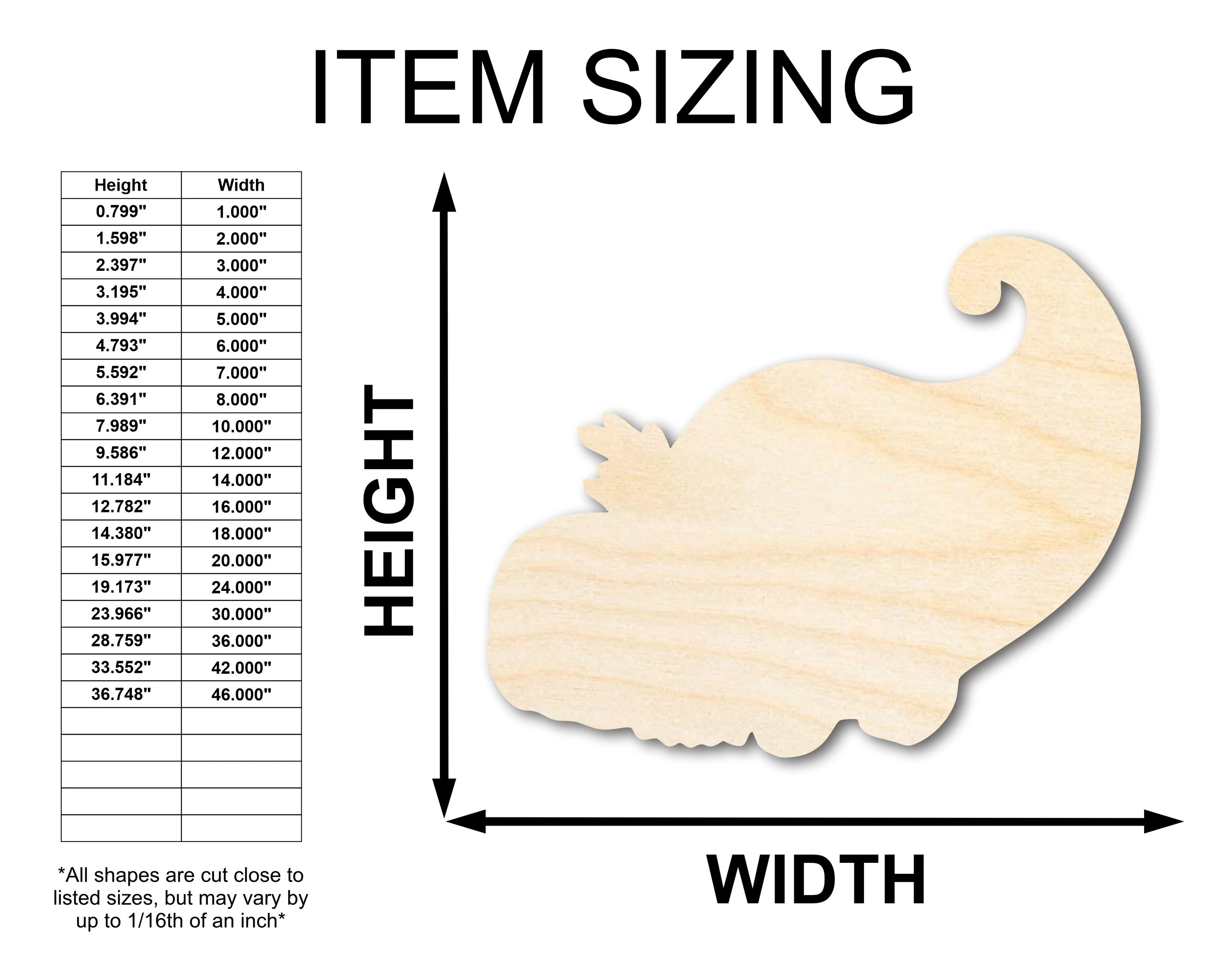 Unfinished Cornucopia Harvest Shape | Craft Cutout | up to 46" DIY - Image 2