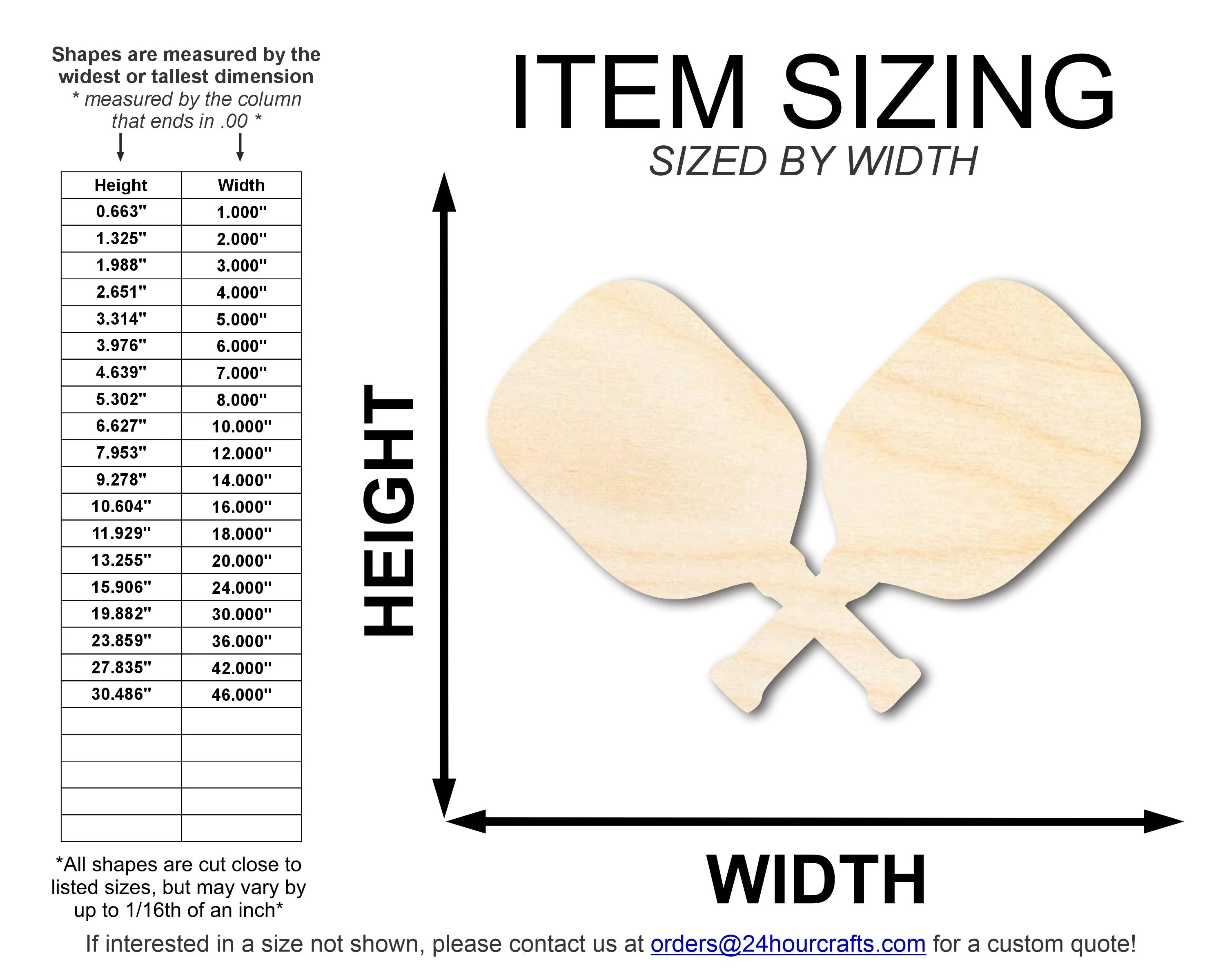Unfinished Crossed Pickleball Paddle Shape | DIY Craft Cutout | up to 46" DIY - Image 2