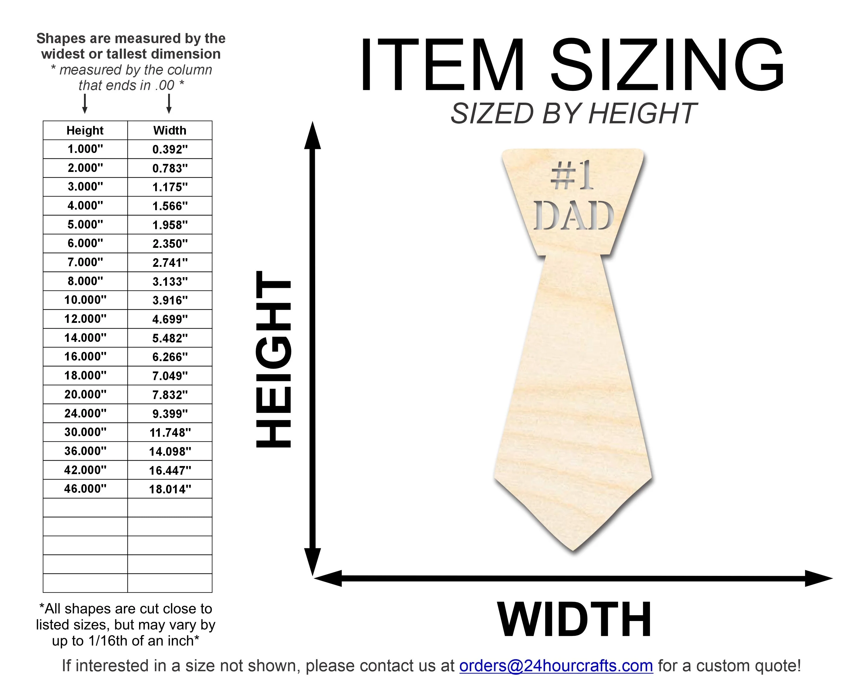 Unfinished Dad Tie Shape | DIY Craft Cutout | up to 46" DIY - Image 2
