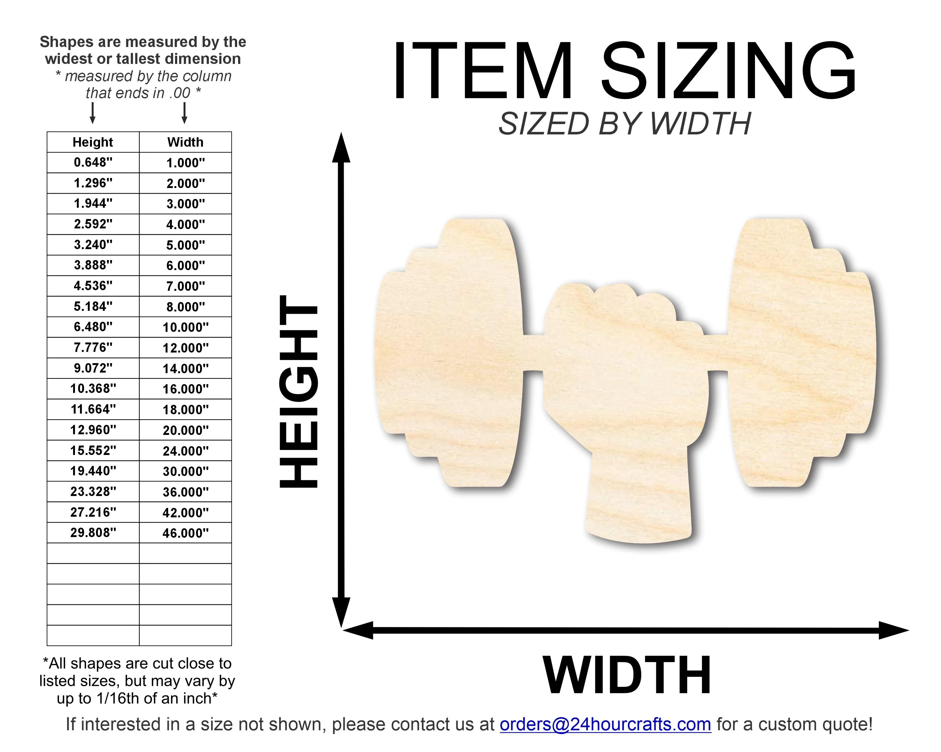 Unfinished Dumbbell Shape | DIY Craft Cutout | up to 46" DIY - Image 2