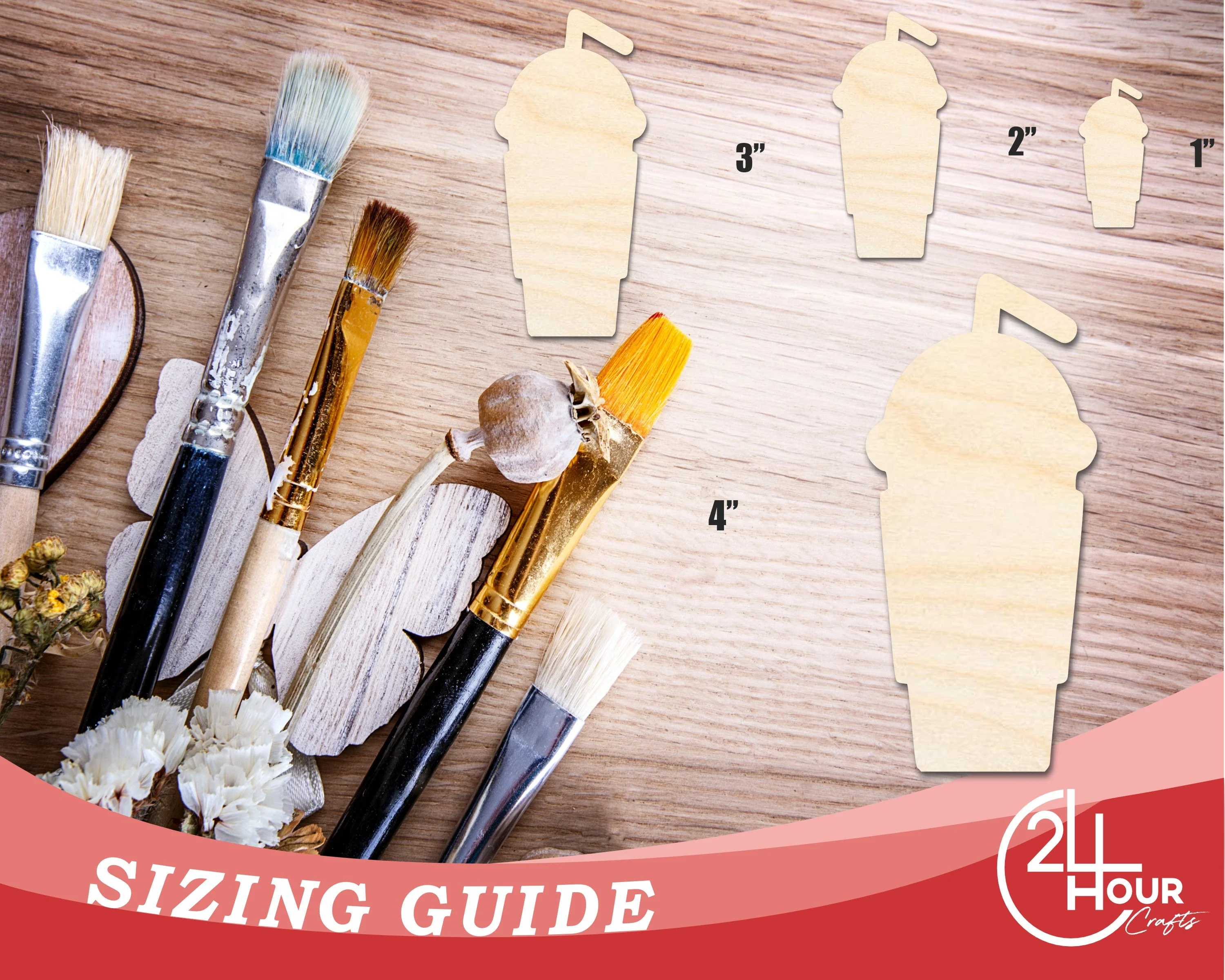 Unfinished Frappuccino Silhouette | DIY Craft Cutout | up to 46" DIY - Image 3