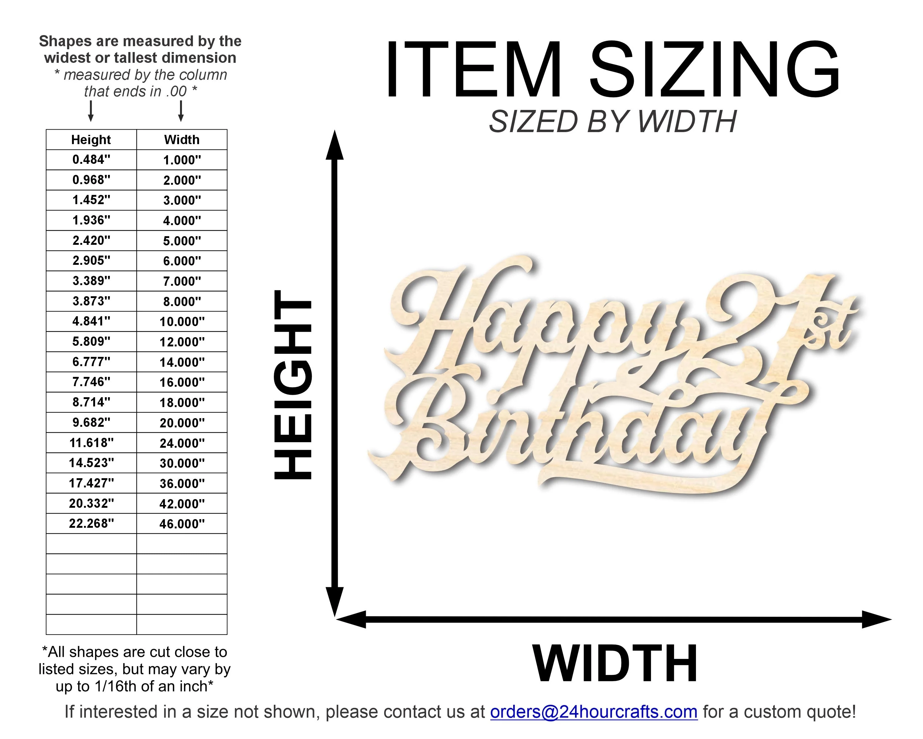 Unfinished Happy 21st Birthday Sign Shape | DIY Craft Cutout | up to 46" DIY - Image 2