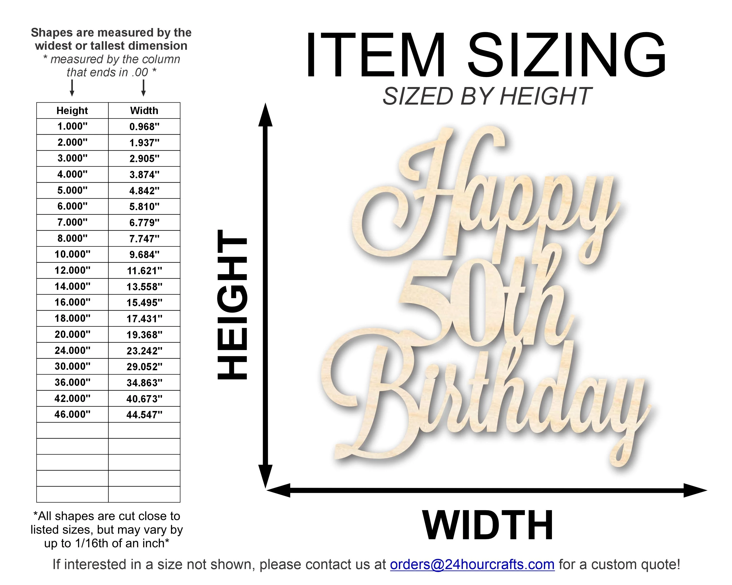 Unfinished Happy 50th Birthday Sign Shape | DIY Craft Cutout | up to 46" DIY - Image 2