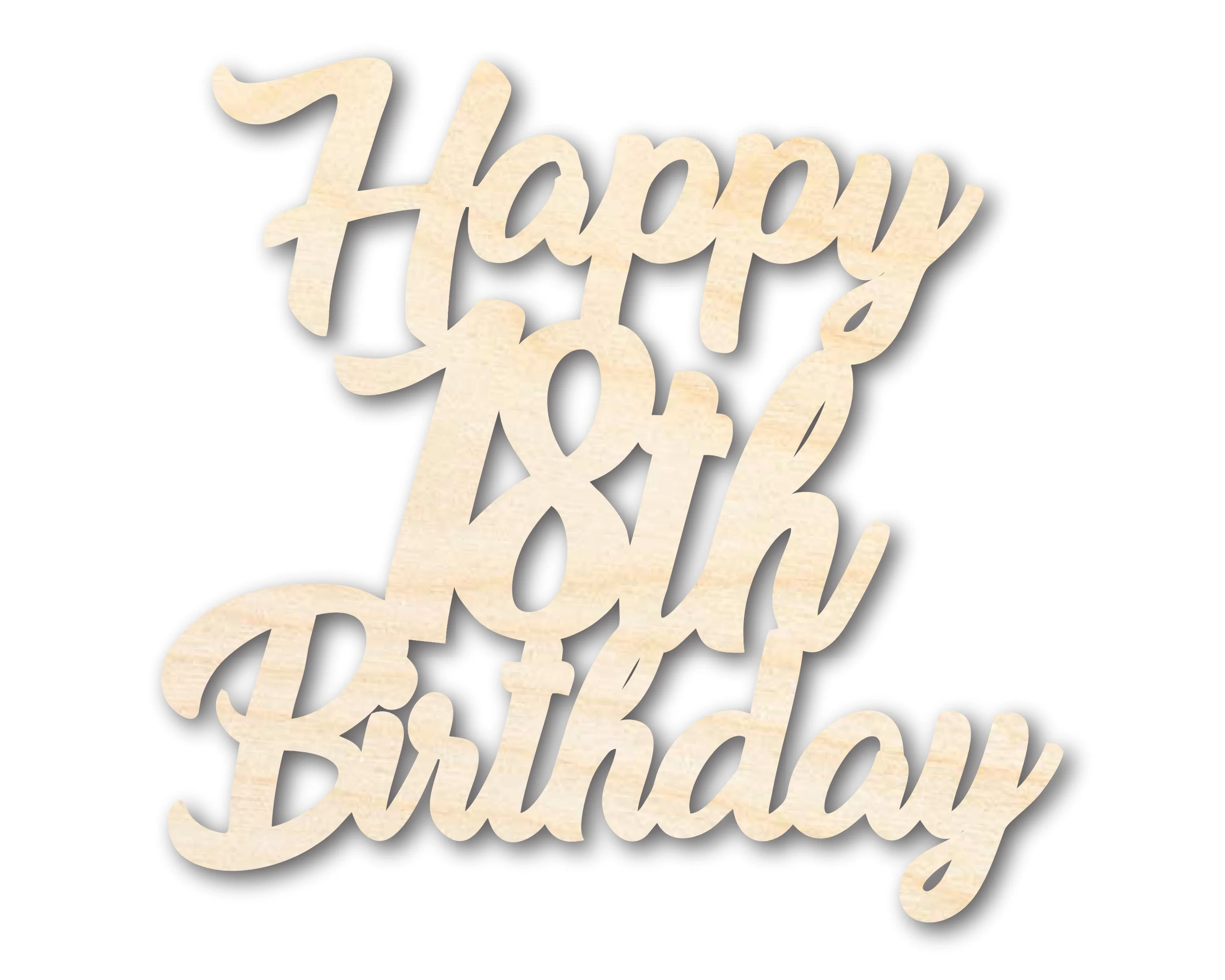 Unfinished Happy Eighteenth Birthday Shape | DIY Craft Cutout | up to 46" DIY