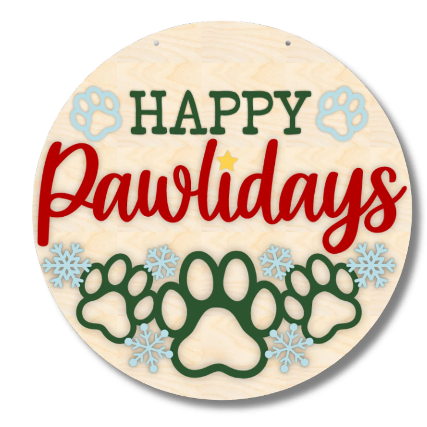 Unfinished Happy Pawlidays Door Sign Kit | Wood Craft Cutouts | 1/4" Thick | - Image 2